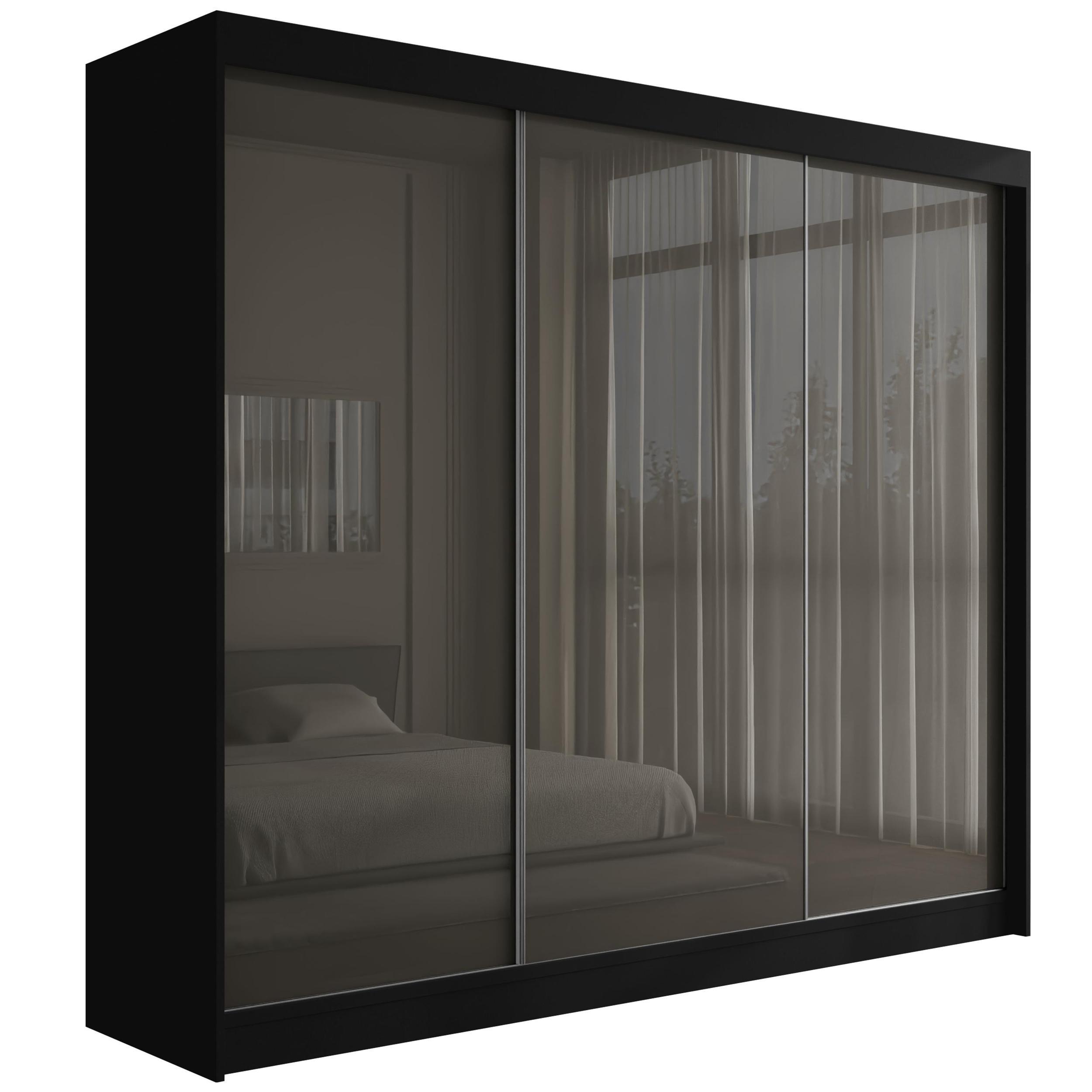 Wohnli Möbelsuche - KLEIDERSCHRANK PEKA - 250 cm - Schwarz|Grau