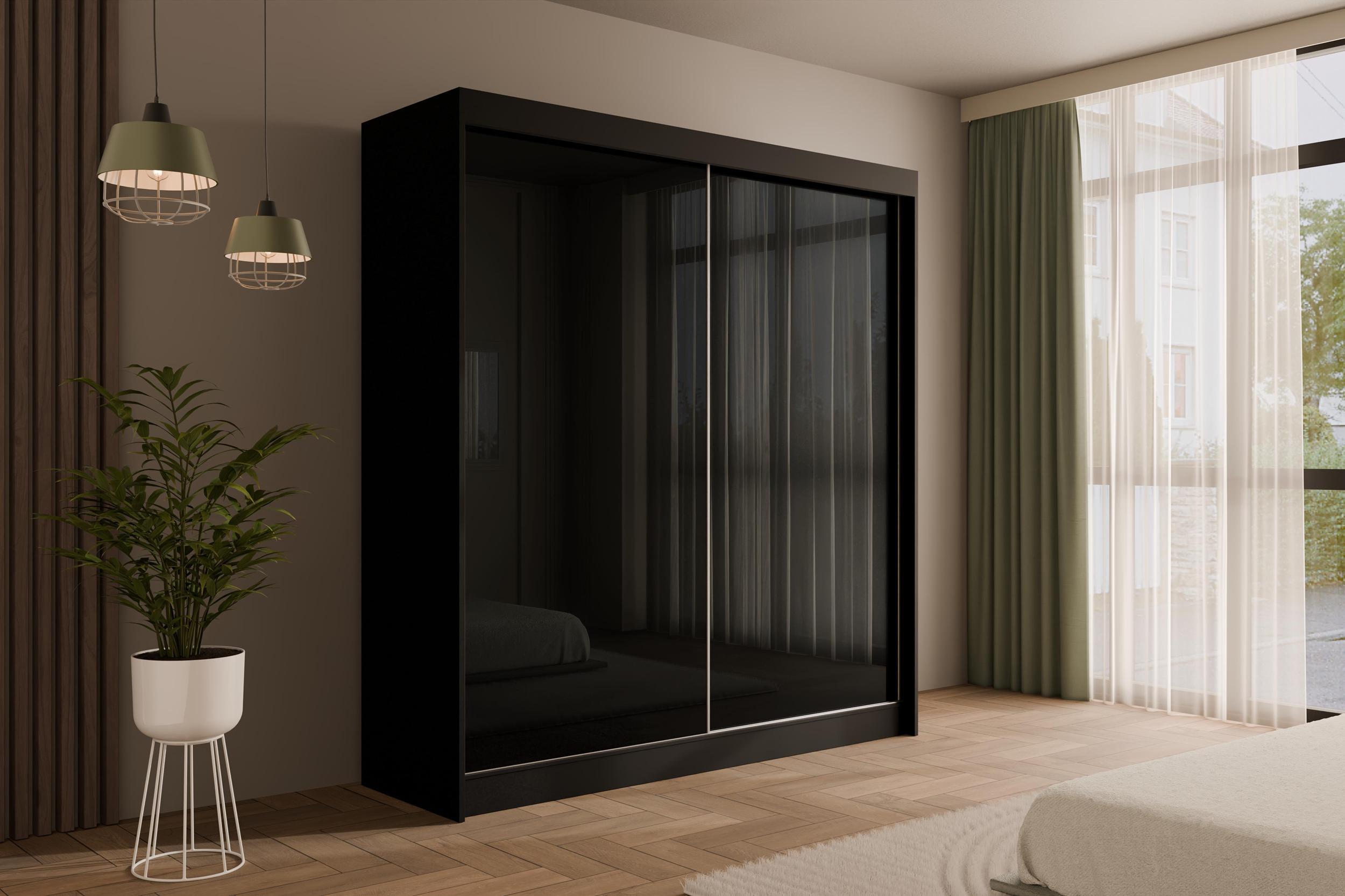 wohnli-moebel-suche-800000636010-1 KLEIDERSCHRANK PEKA - 200 cm - Schwarz Holzwerkstoff ALTDECOR Möbel > Schränke > Kleiderschränke Schwarz