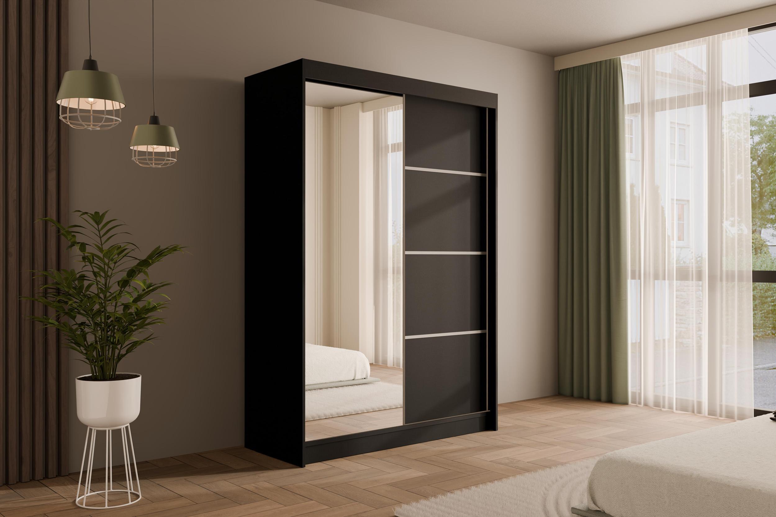wohnli-moebel-suche-800000636019-1 KLEIDERSCHRANK PAOKI - 150 cm - Schwarz Holzwerkstoff ALTDECOR Möbel > Schränke > Kleiderschränke Schwarz