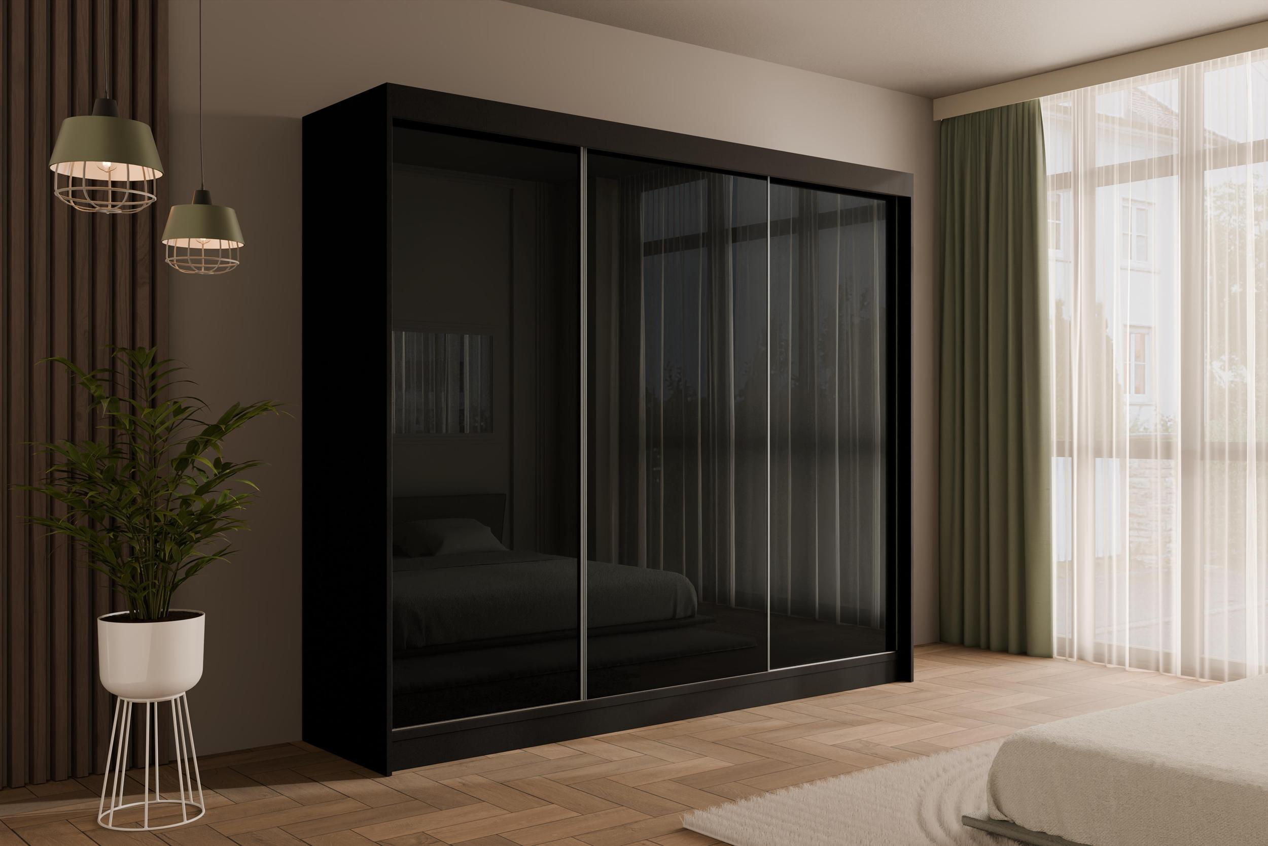 wohnli-moebel-suche-800000636020-1 KLEIDERSCHRANK PEKA - 250 cm - Schwarz Holzwerkstoff ALTDECOR Möbel > Schränke > Kleiderschränke Schwarz