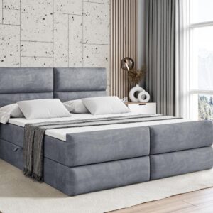 BOXBETT BOXI3-Z - 140x200 cm - H3 - Grau Holzwerkstoff ALTDECOR Möbel > Betten > Boxspringbetten Grau