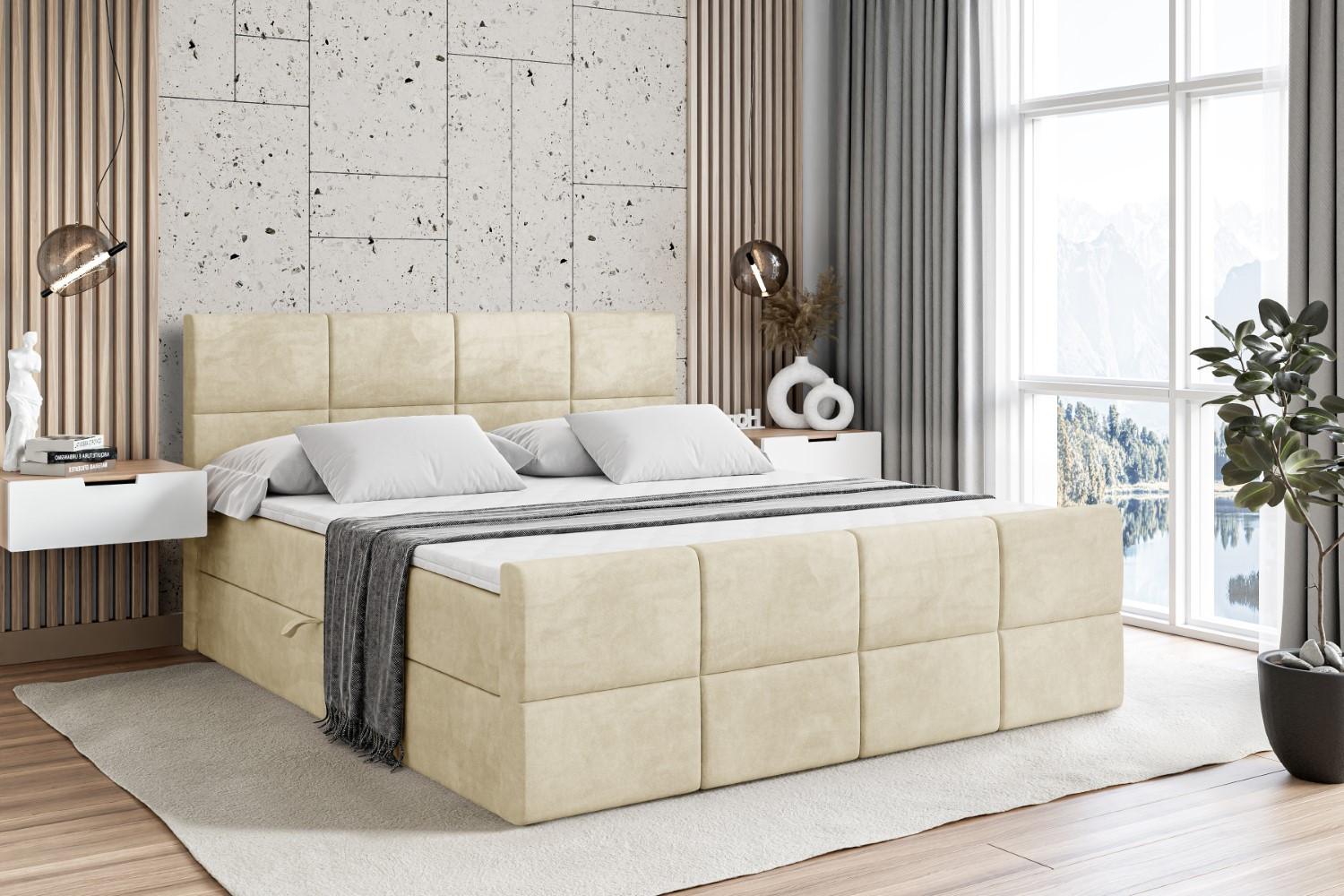 BOXBETT ARDENI-Z - 120x200 cm - H4 - Beige Holzwerkstoff ALTDECOR Möbel > Betten > Boxspringbetten Beige