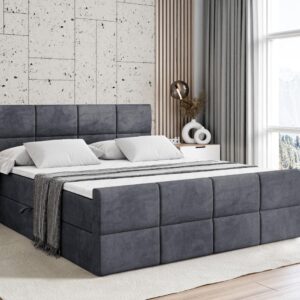 BOXBETT ARDENI-Z - 140x200 cm - H4 - Dunkelgrau Holzwerkstoff ALTDECOR Möbel > Betten > Boxspringbetten Grau