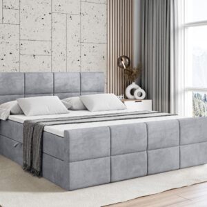 BOXBETT ARDENI-Z - 140x200 cm - H4 - Hellgrau Holzwerkstoff ALTDECOR Möbel > Betten > Boxspringbetten Grau