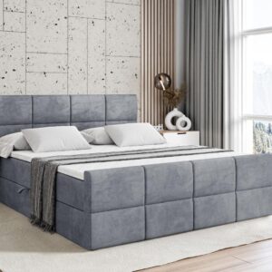BOXBETT ARDENI-Z - 120x200 cm - H4 - Grau Holzwerkstoff ALTDECOR Möbel > Betten > Boxspringbetten Grau