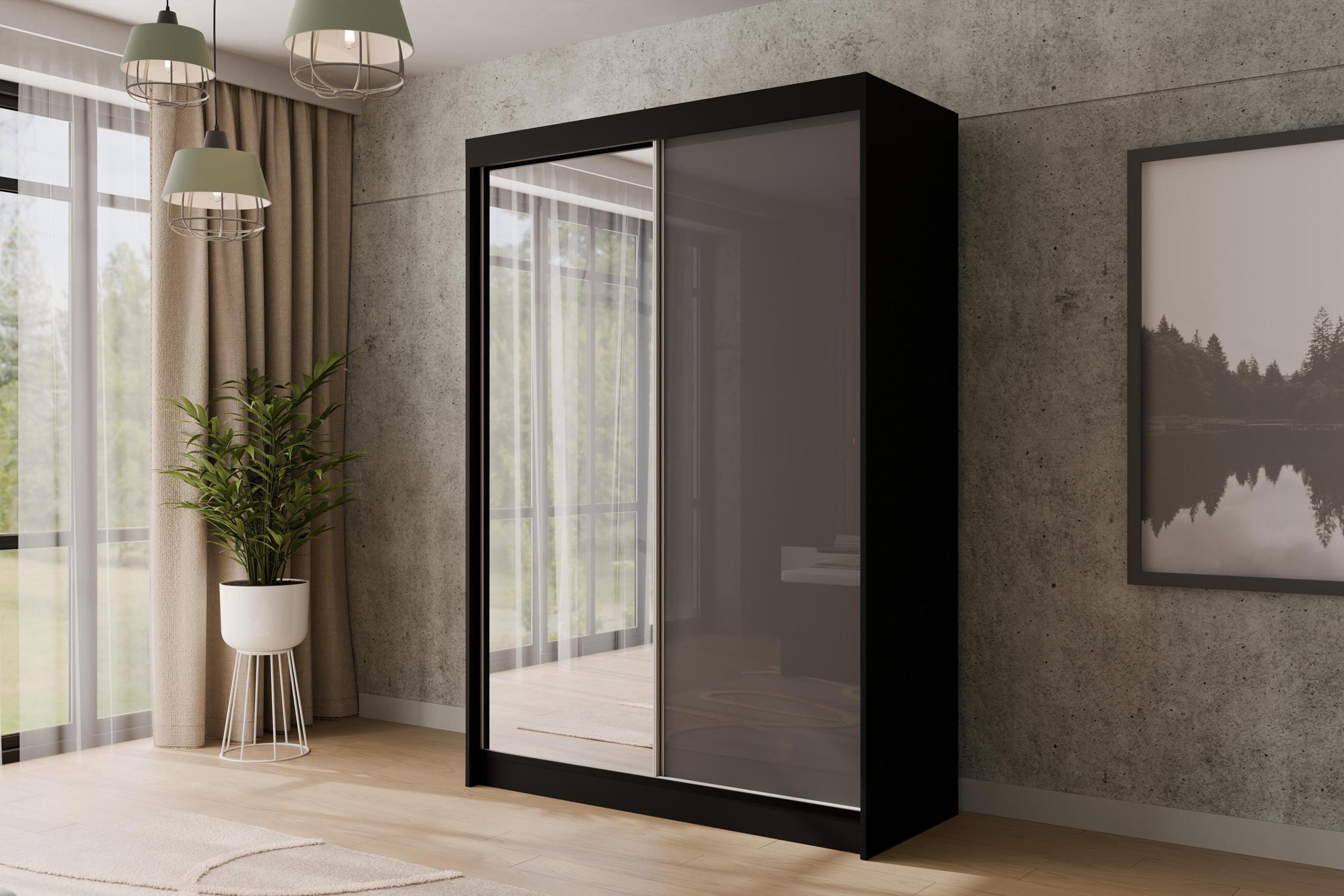 KLEIDERSCHRANK VESLI - 150 cm - Schwarz|Grau Holzwerkstoff ALTDECOR Möbel > Schränke > Kleiderschränke Schwarz