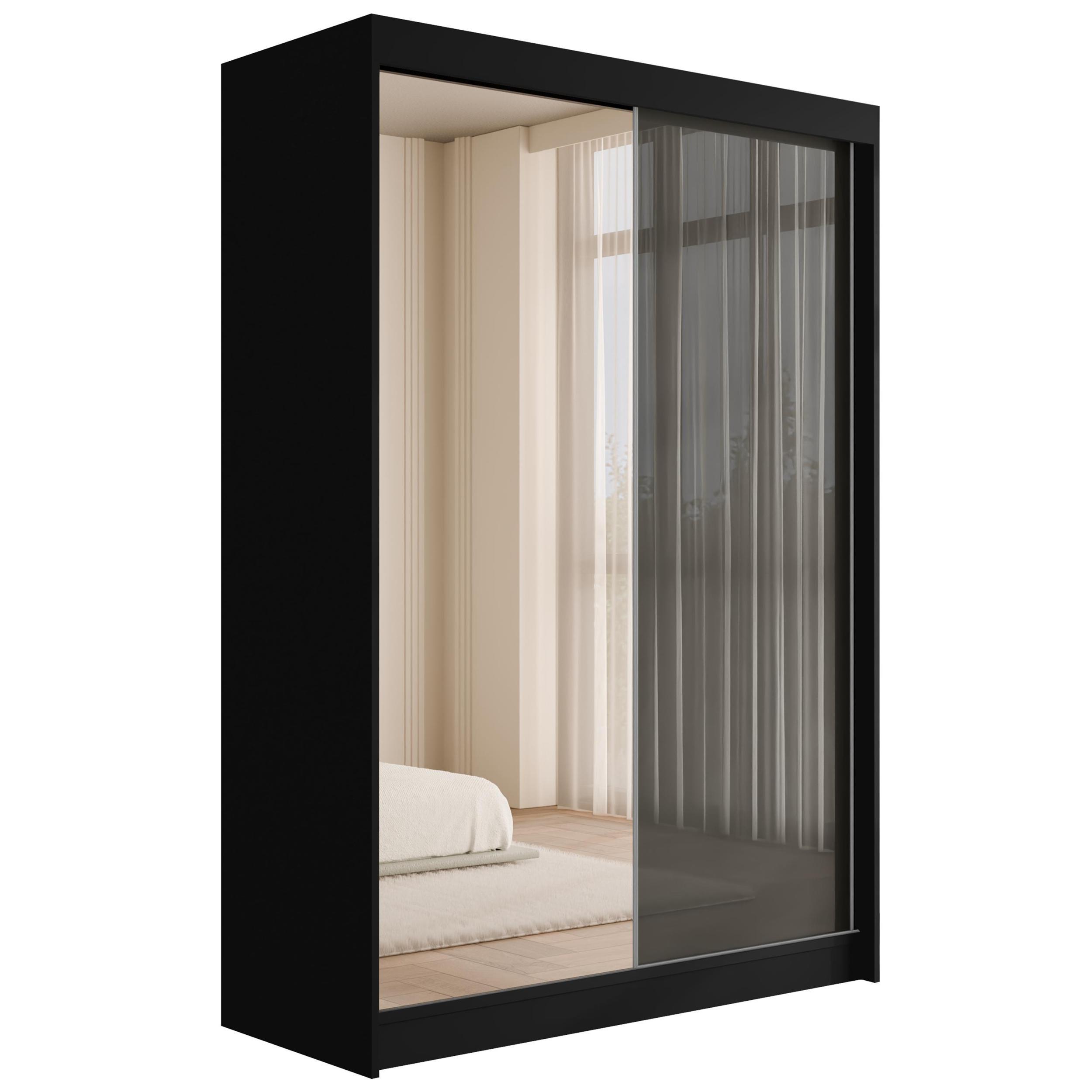 wohnli-moebel-suche-800000636062 Wohnli Möbelsuche - KLEIDERSCHRANK VESLI - 150 cm - Schwarz|Grau