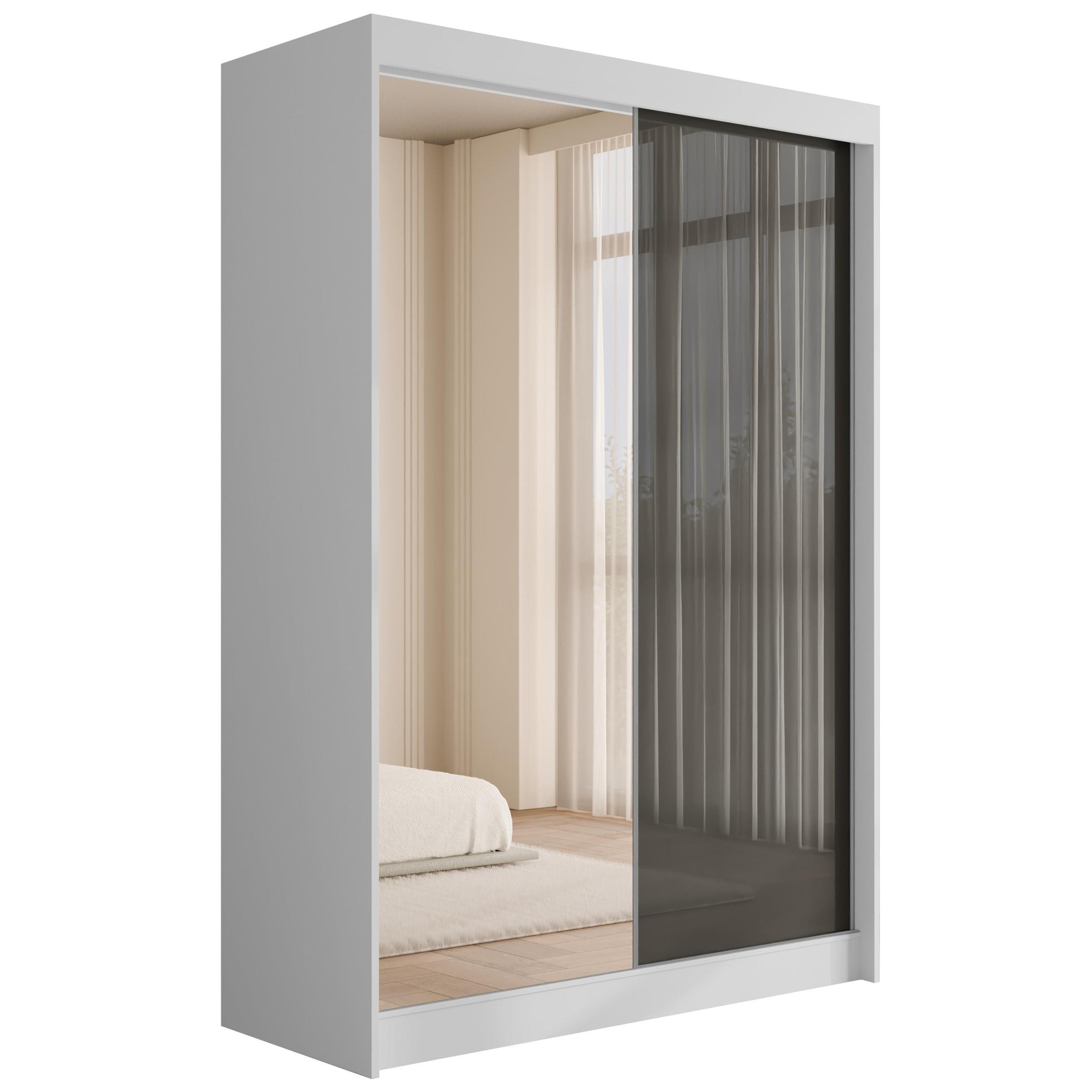 wohnli-moebel-suche-800000636087 Wohnli Möbelsuche - KLEIDERSCHRANK VESLI - 150 cm - Weiß|Grau