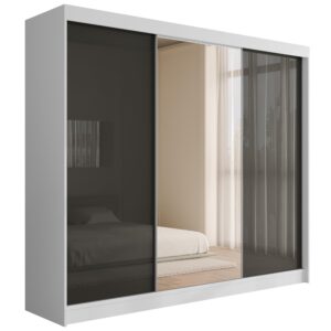 wohnli-moebel-suche-800000636107 Wohnli Möbelsuche - KLEIDERSCHRANK VESLI - 250 cm - Weiß|Grau