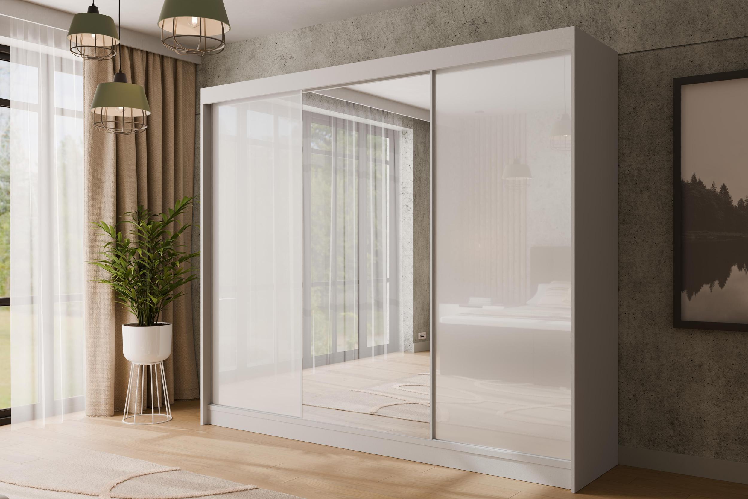 wohnli-moebel-suche-800000636189-1 KLEIDERSCHRANK VESLI - 250 cm - Weiß Holzwerkstoff ALTDECOR Möbel > Schränke > Kleiderschränke Weiß