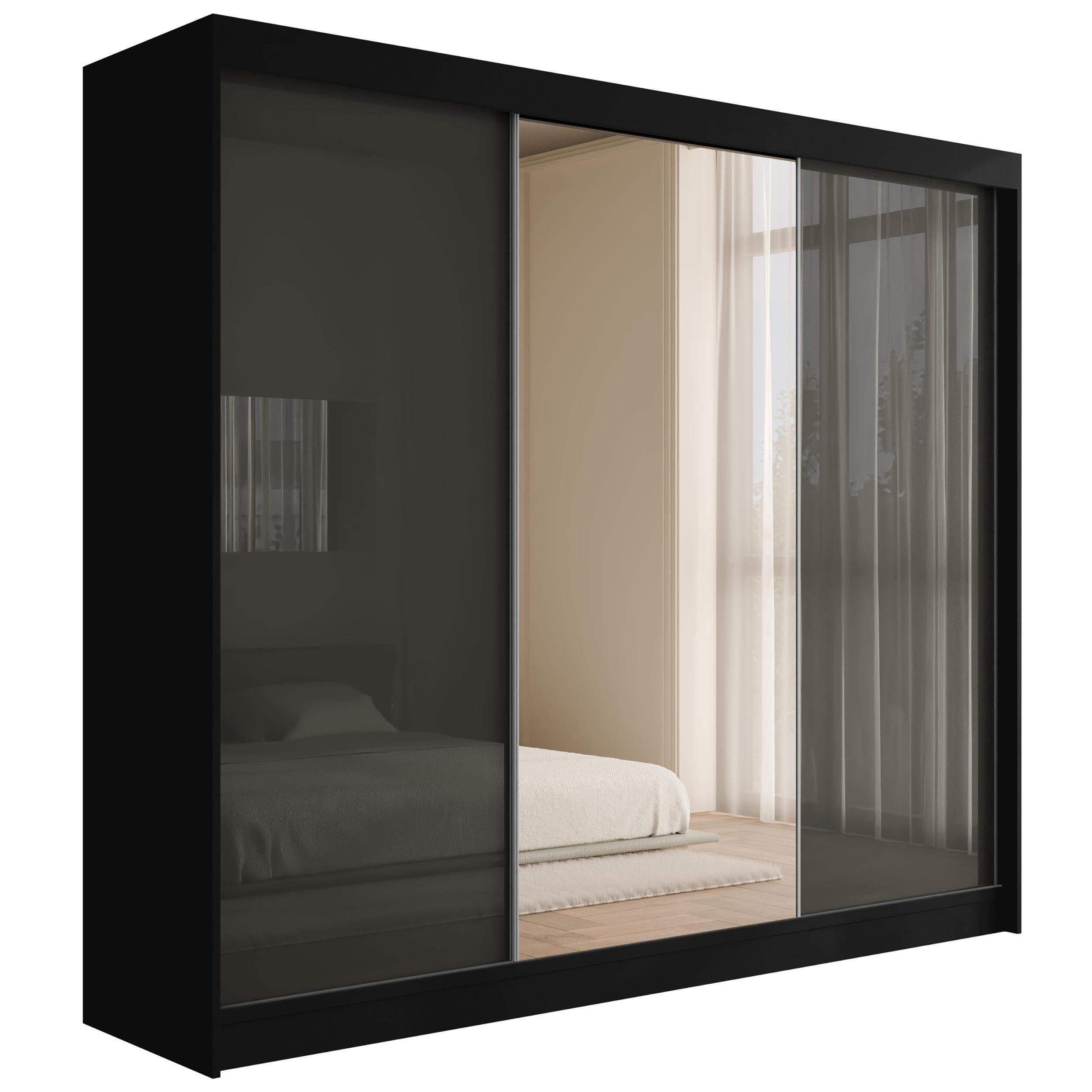 wohnli-moebel-suche-800000636214 Wohnli Möbelsuche - KLEIDERSCHRANK VESLI - 250 cm - Schwarz|Grau