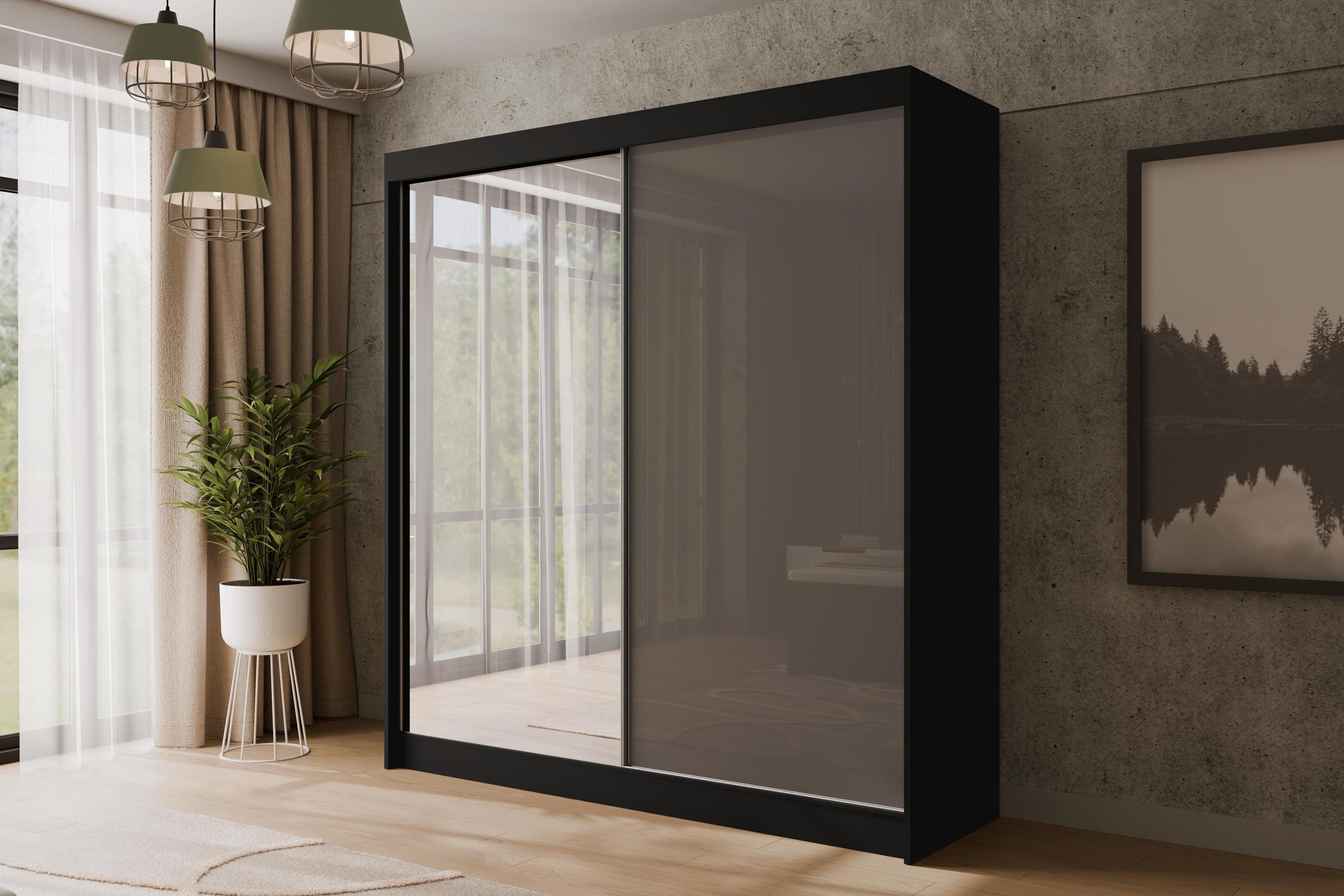 KLEIDERSCHRANK VESLI - 200 cm - Schwarz|Grau Holzwerkstoff ALTDECOR Möbel > Schränke > Kleiderschränke Schwarz