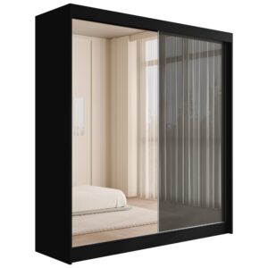 wohnli-moebel-suche-800000636221 Wohnli Möbelsuche - KLEIDERSCHRANK VESLI - 200 cm - Schwarz|Grau
