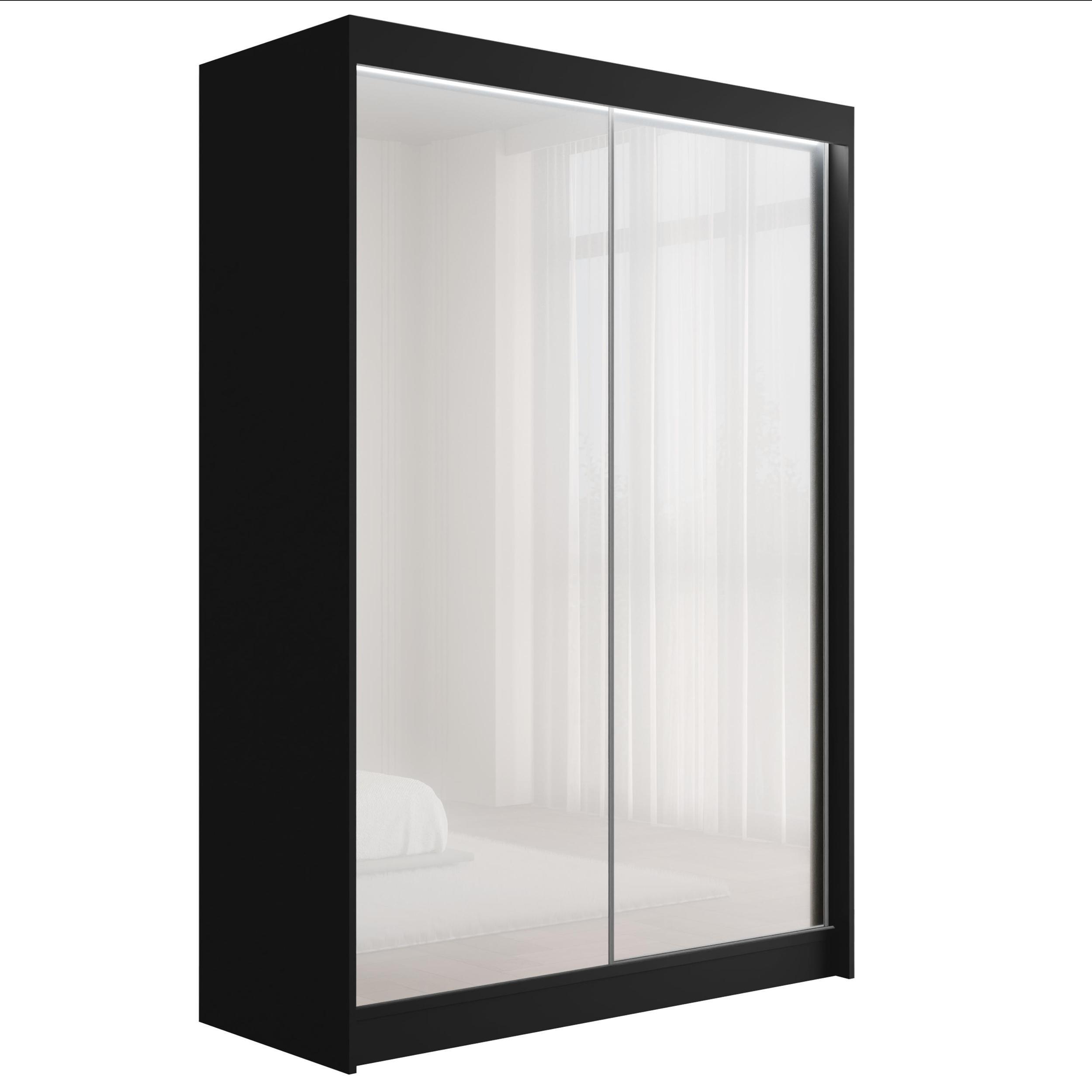 wohnli-moebel-suche-800000636230 Wohnli Möbelsuche - KLEIDERSCHRANK PEKA mit LED - 150 cm - Schwarz|Weiß