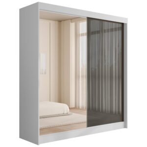 wohnli-moebel-suche-800000636250 Wohnli Möbelsuche - KLEIDERSCHRANK VESLI - 200 cm - Weiß|Grau