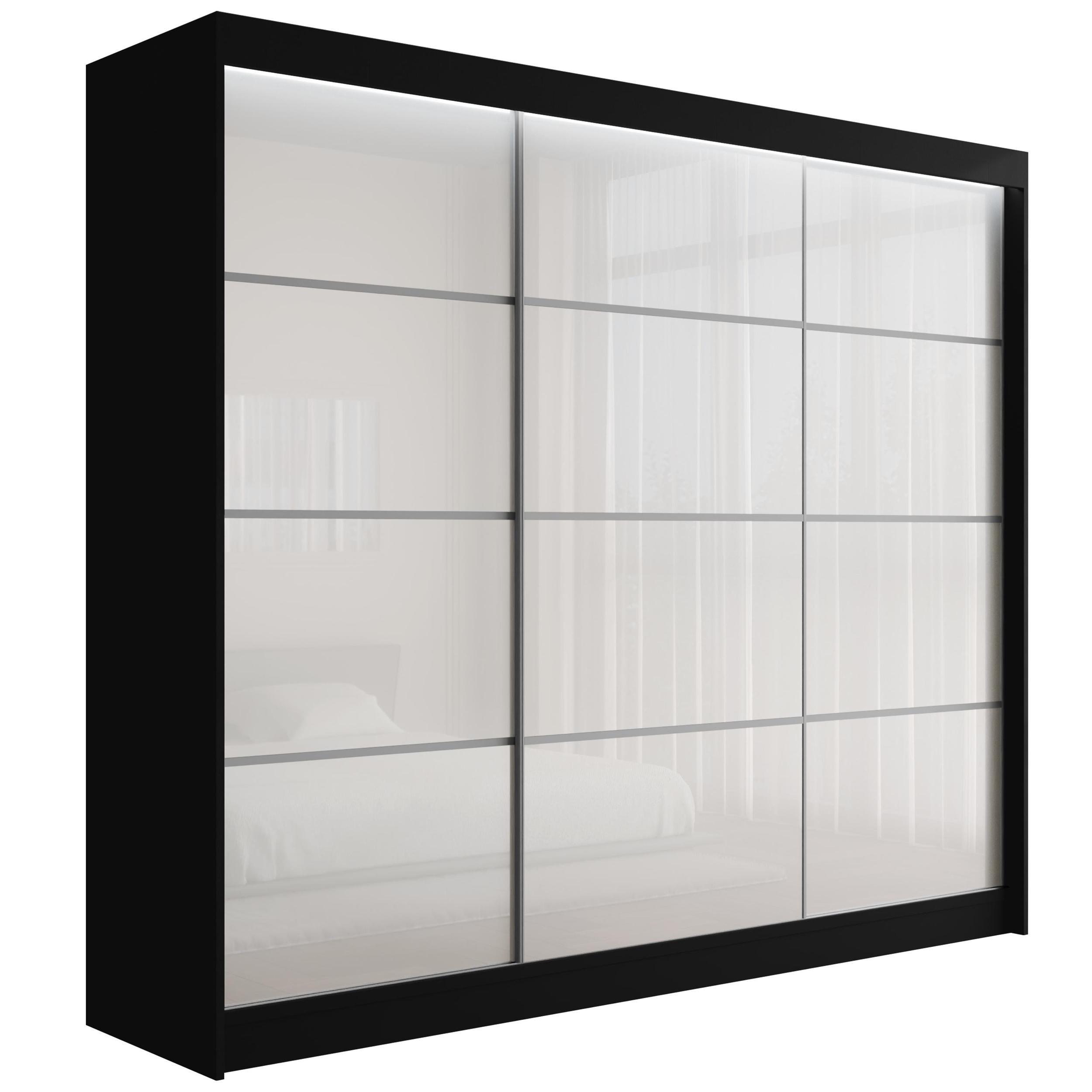 wohnli-moebel-suche-800000636260 Wohnli Möbelsuche - KLEIDERSCHRANK PEKA III mit LED - 250 cm - Schwarz|Weiß