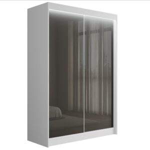 wohnli-moebel-suche-800000636278 Wohnli Möbelsuche - KLEIDERSCHRANK PEKA mit LED - 120 cm - Weiß|Grau