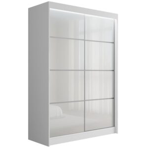 Wohnli Möbelsuche - KLEIDERSCHRANK PEKA III mit LED - 120 cm - Weiß