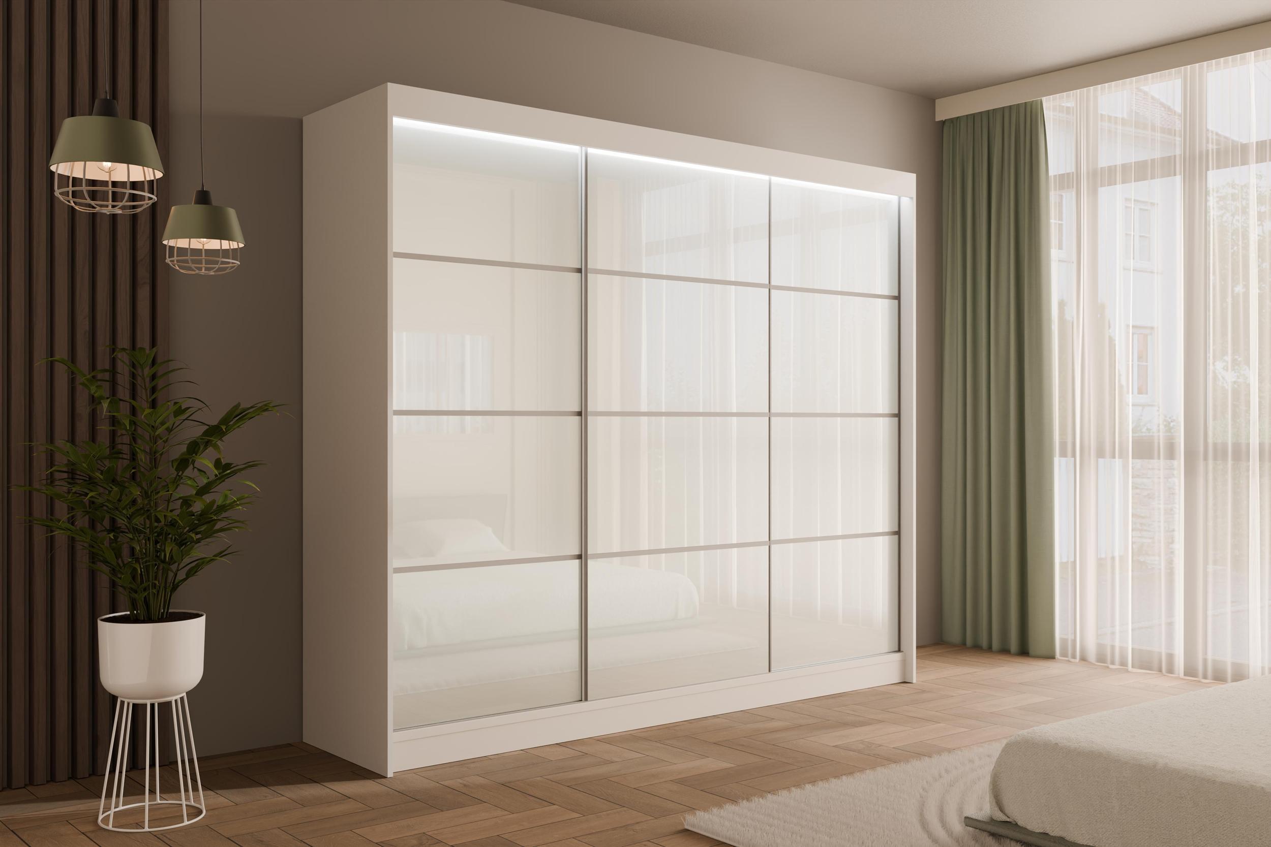 wohnli-moebel-suche-800000636285-1 KLEIDERSCHRANK PEKA III mit LED - 250 cm - Weiß Holzwerkstoff ALTDECOR Möbel > Schränke > Kleiderschränke Weiß