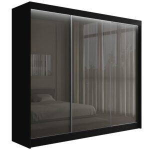 wohnli-moebel-suche-800000636290 Wohnli Möbelsuche - KLEIDERSCHRANK PEKA mit LED - 250 cm - Schwarz|Grau