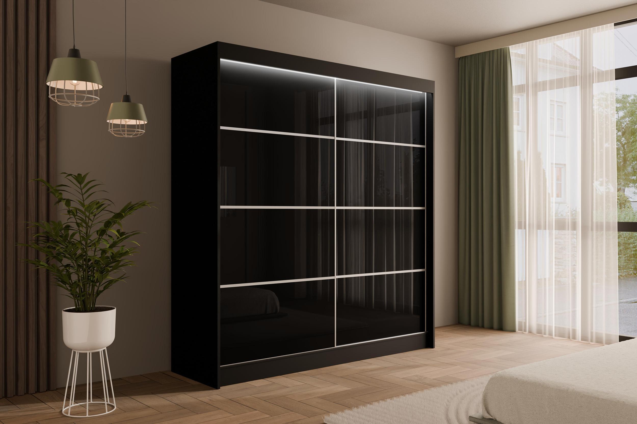 KLEIDERSCHRANK PEKA III mit LED - 200 cm - Schwarz Holzwerkstoff ALTDECOR Möbel > Schränke > Kleiderschränke Schwarz
