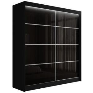 wohnli-moebel-suche-800000636298 Wohnli Möbelsuche - KLEIDERSCHRANK PEKA III mit LED - 200 cm - Schwarz