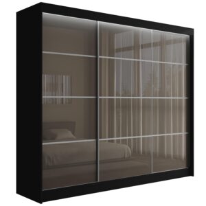wohnli-moebel-suche-800000636301 Wohnli Möbelsuche - KLEIDERSCHRANK PEKA III mit LED - 250 cm - Schwarz|Grau