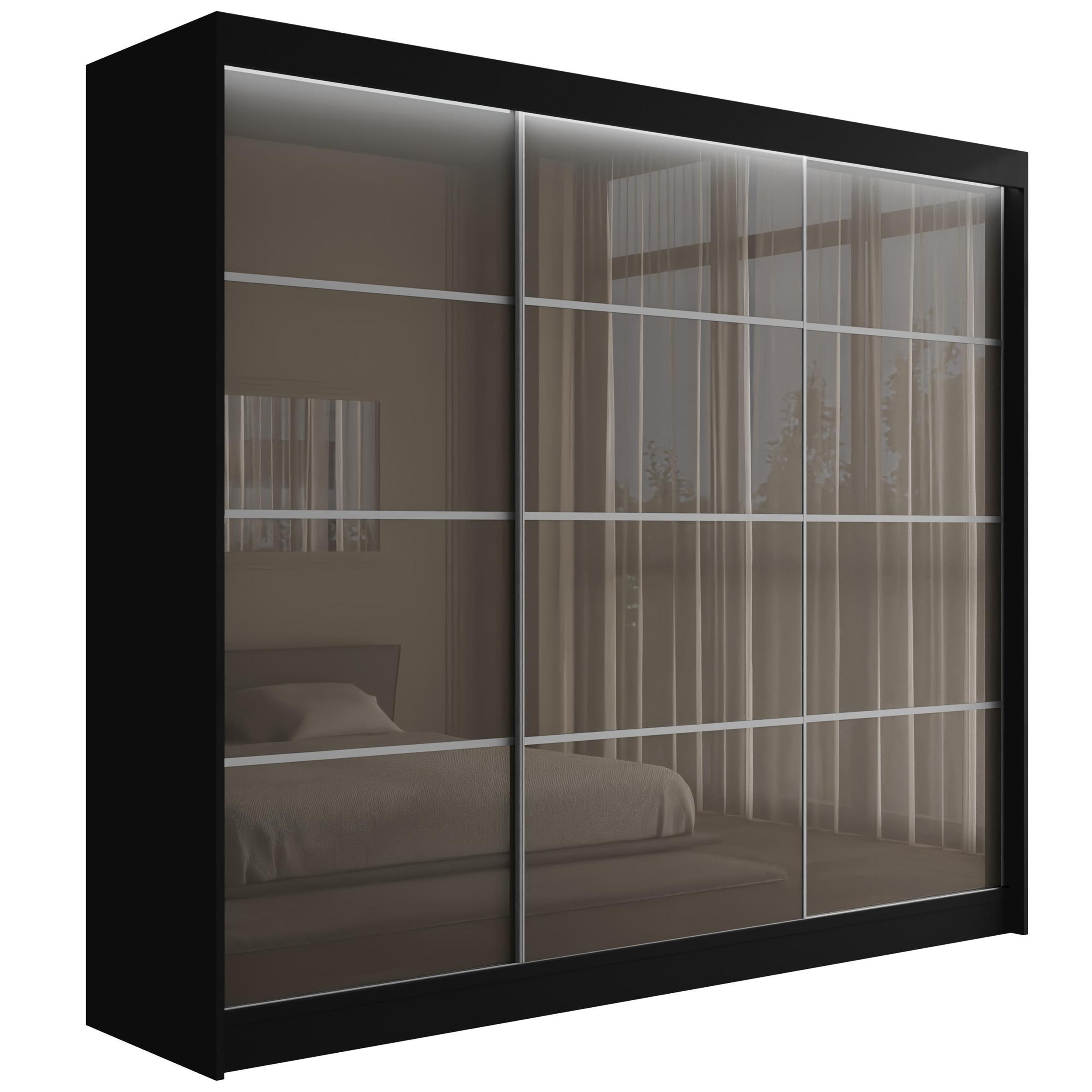 wohnli-moebel-suche-800000636301 Wohnli Möbelsuche - KLEIDERSCHRANK PEKA III mit LED - 250 cm - Schwarz|Grau