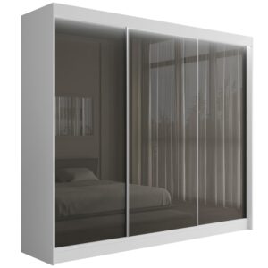 wohnli-moebel-suche-800000636302 Wohnli Möbelsuche - KLEIDERSCHRANK PEKA mit LED - 250 cm - Weiß|Grau