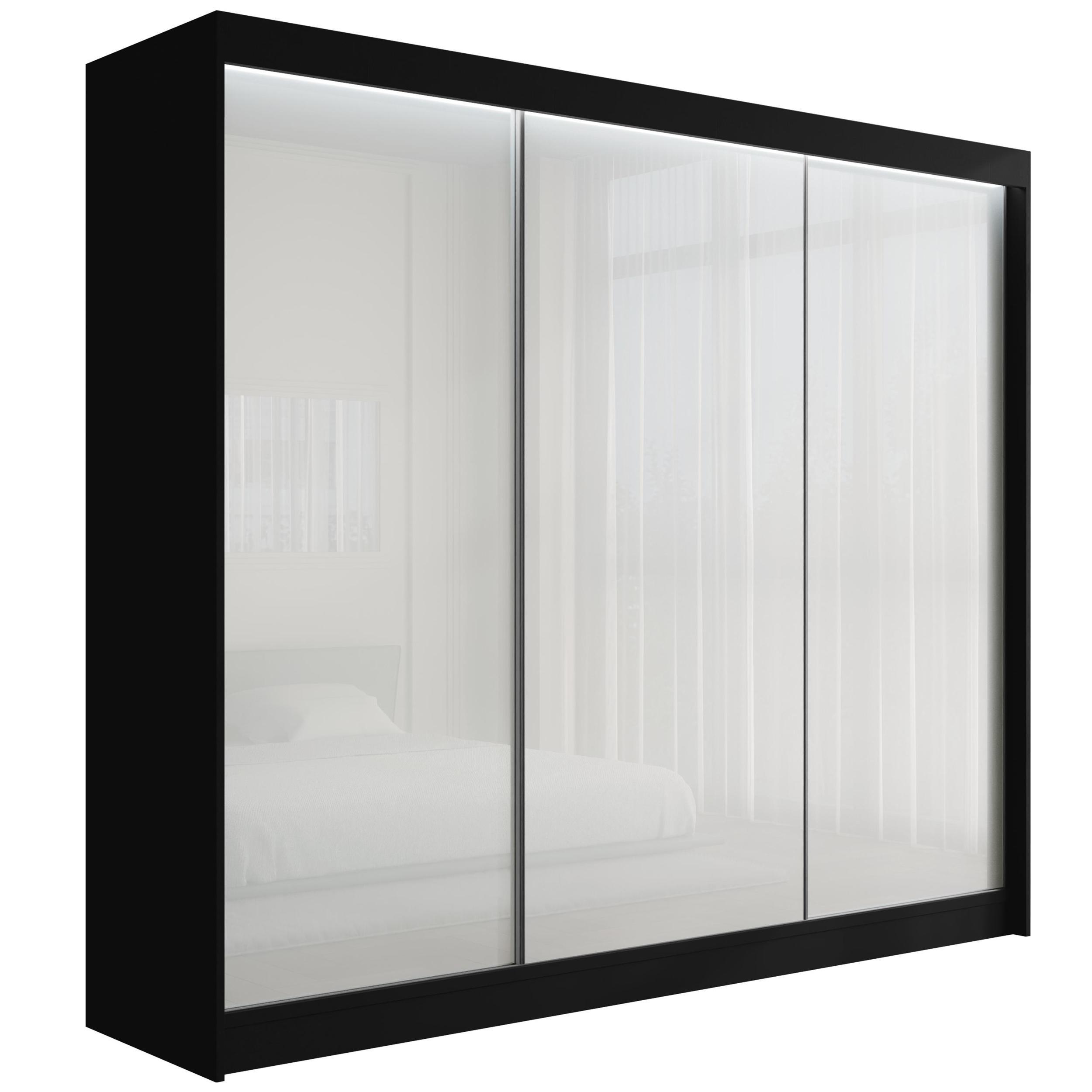 wohnli-moebel-suche-800000636309 Wohnli Möbelsuche - KLEIDERSCHRANK PEKA mit LED - 250 cm - Schwarz|Weiß
