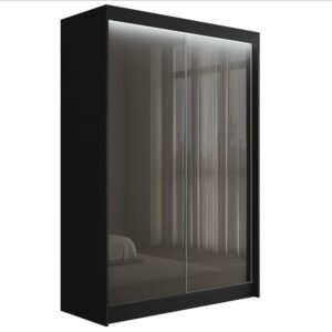 wohnli-moebel-suche-800000636330 Wohnli Möbelsuche - KLEIDERSCHRANK PEKA mit LED - 120 cm - Schwarz|Grau