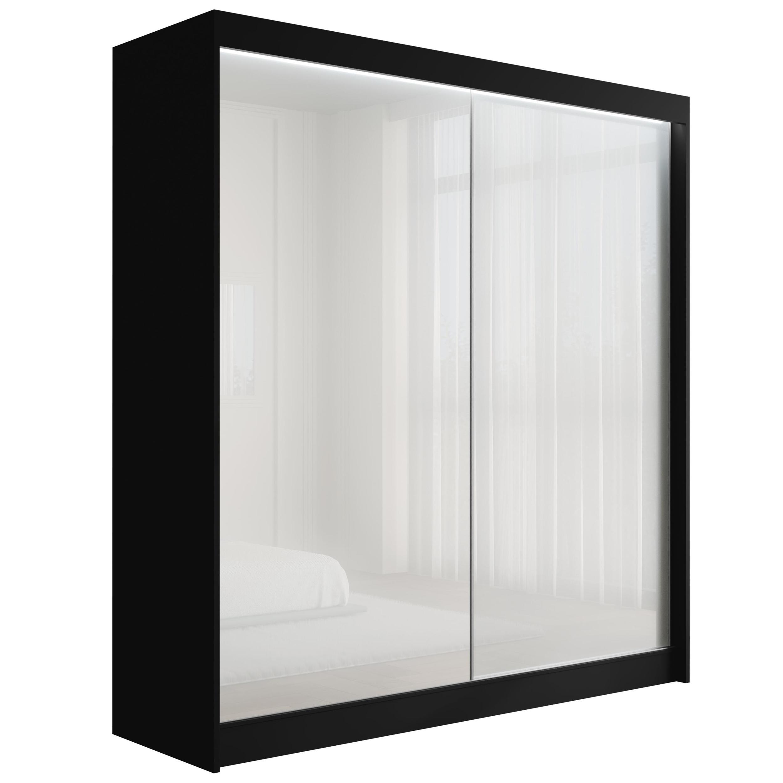 wohnli-moebel-suche-800000636331 Wohnli Möbelsuche - KLEIDERSCHRANK PEKA mit LED - 200 cm - Schwarz|Weiß