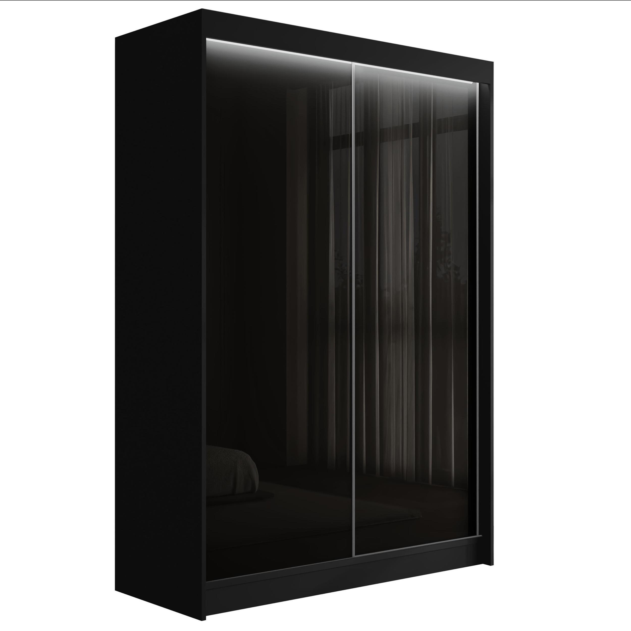 wohnli-moebel-suche-800000636333 Wohnli Möbelsuche - KLEIDERSCHRANK PEKA mit LED - 120 cm - Schwarz