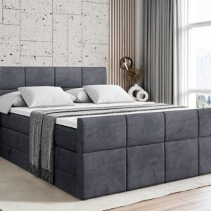 BOXSPRINGBETT ARDENI-Z KING - 120x200 - H3/H4 - Dunkelgrau Holzwerkstoff ALTDECOR Möbel > Betten > Boxspringbetten Grau