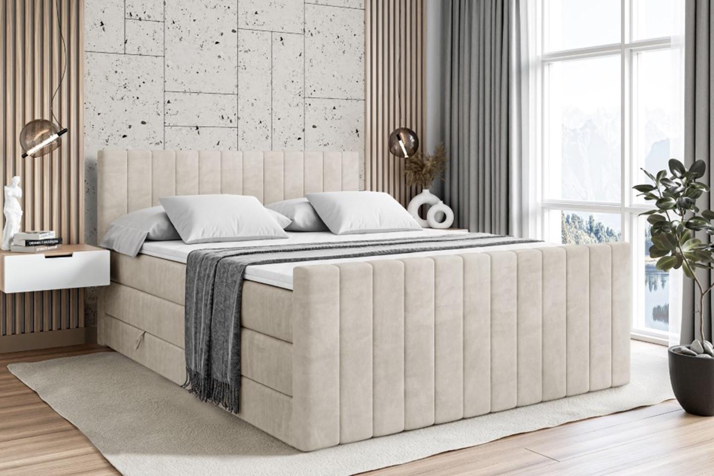 BOXSPRINGBETT EDITA-Z KING - 200x200 - H3/H4 - Creme Holzwerkstoff ALTDECOR Möbel > Betten > Boxspringbetten Weiß