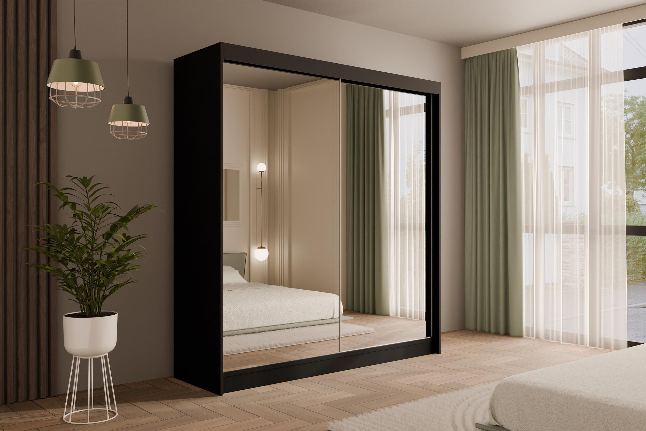 wohnli-moebel-suche-800000636692-1 KLEIDERSCHRANK AMOHA - 200 cm - Schwarz Holzwerkstoff ALTDECOR Möbel > Schränke > Kleiderschränke Schwarz