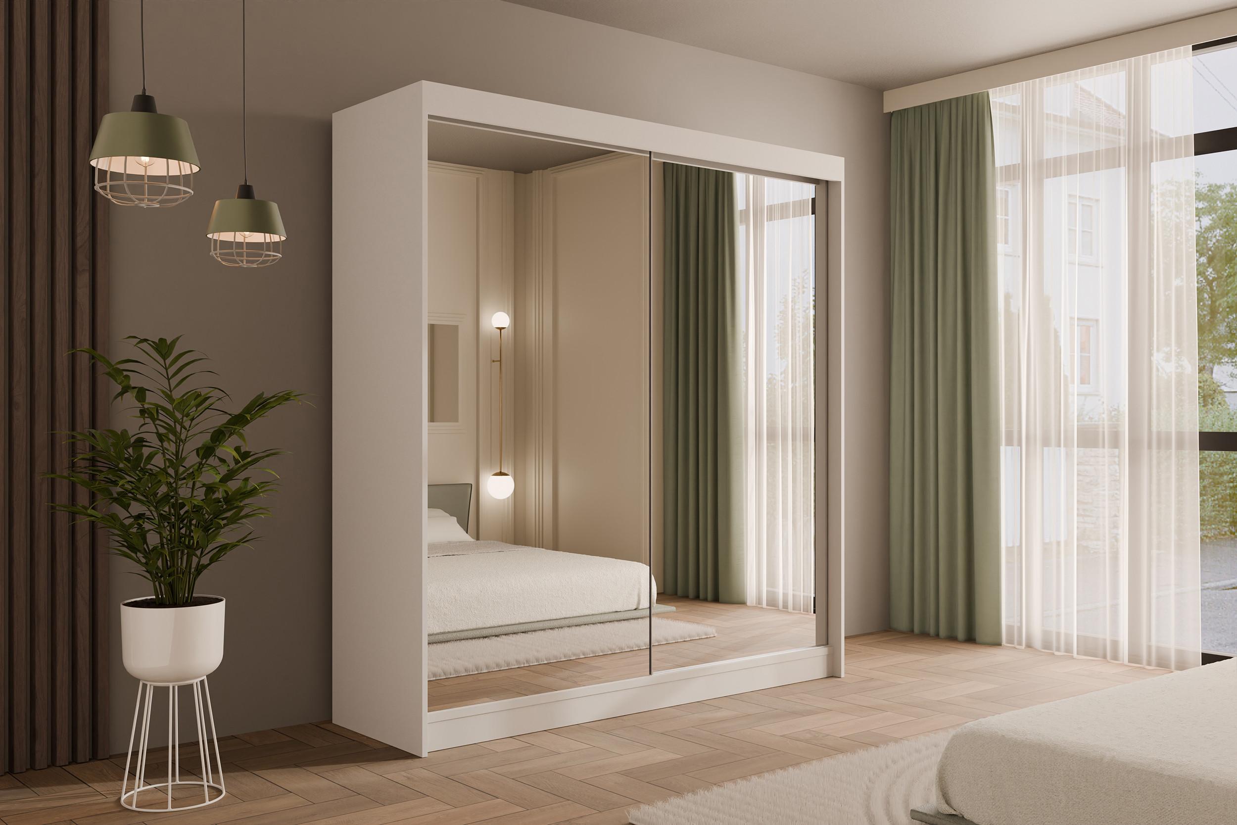 KLEIDERSCHRANK AMOHA - 200 cm - Weiß Holzwerkstoff ALTDECOR Möbel > Schränke > Kleiderschränke Weiß