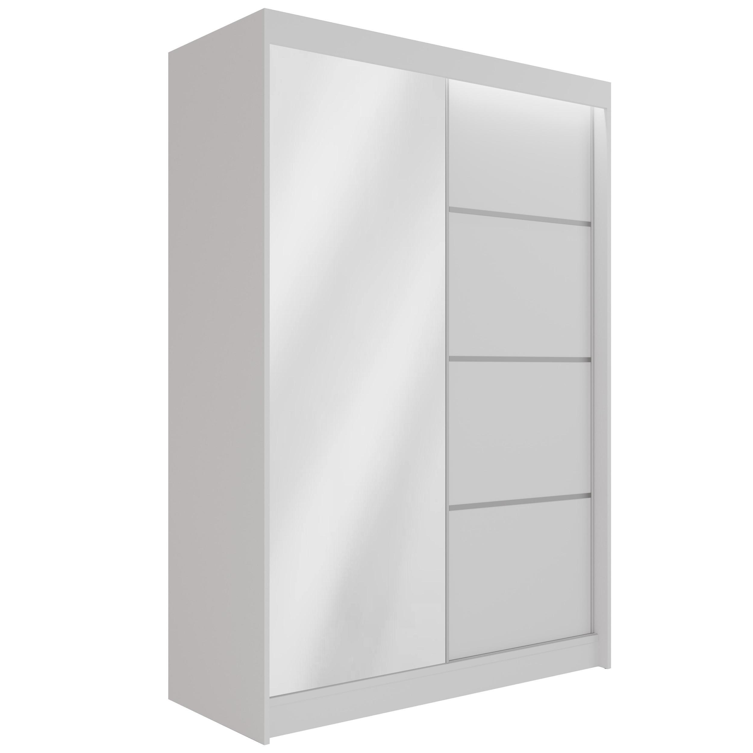 Wohnli Möbelsuche - KLEIDERSCHRANK PAOKI mit LED - 150 cm - Weiß