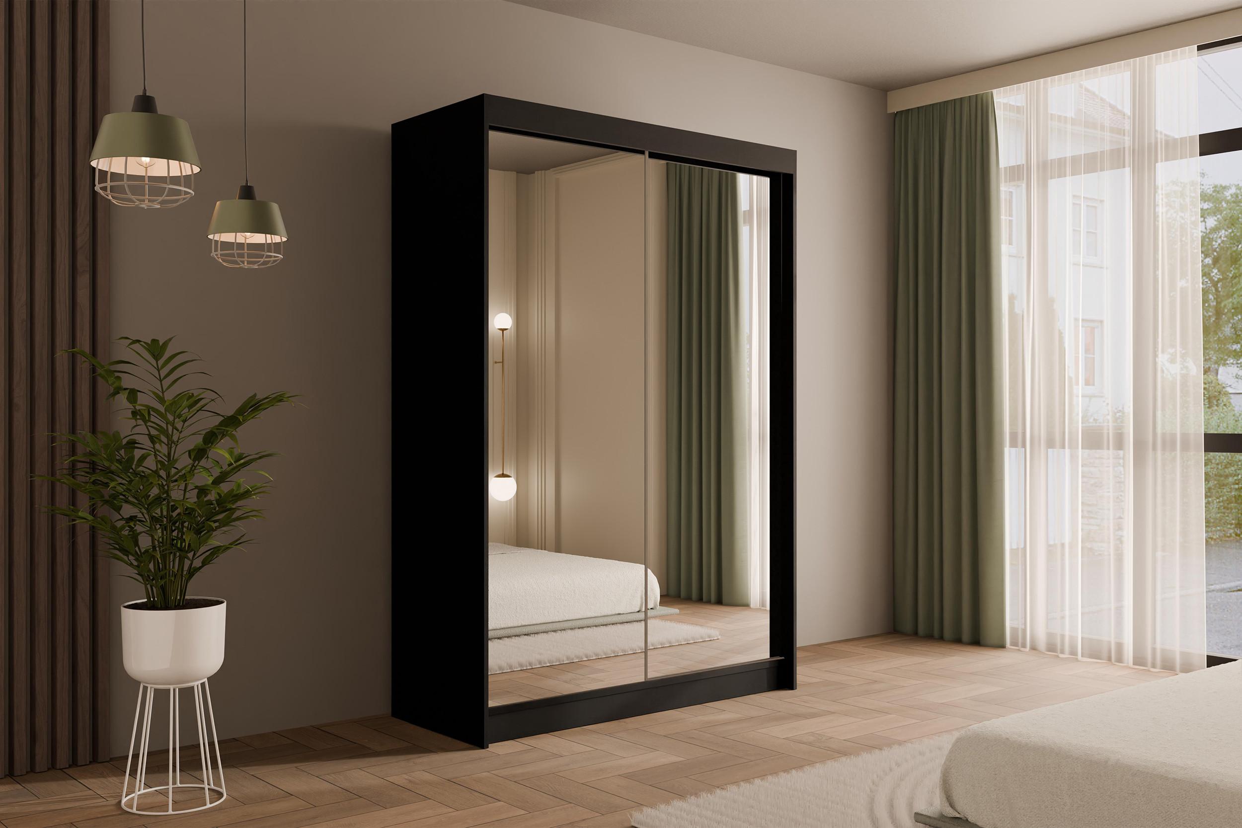 wohnli-moebel-suche-800000636741-1 KLEIDERSCHRANK AMOHA - 120 cm - Schwarz Holzwerkstoff ALTDECOR Möbel > Schränke > Kleiderschränke Schwarz