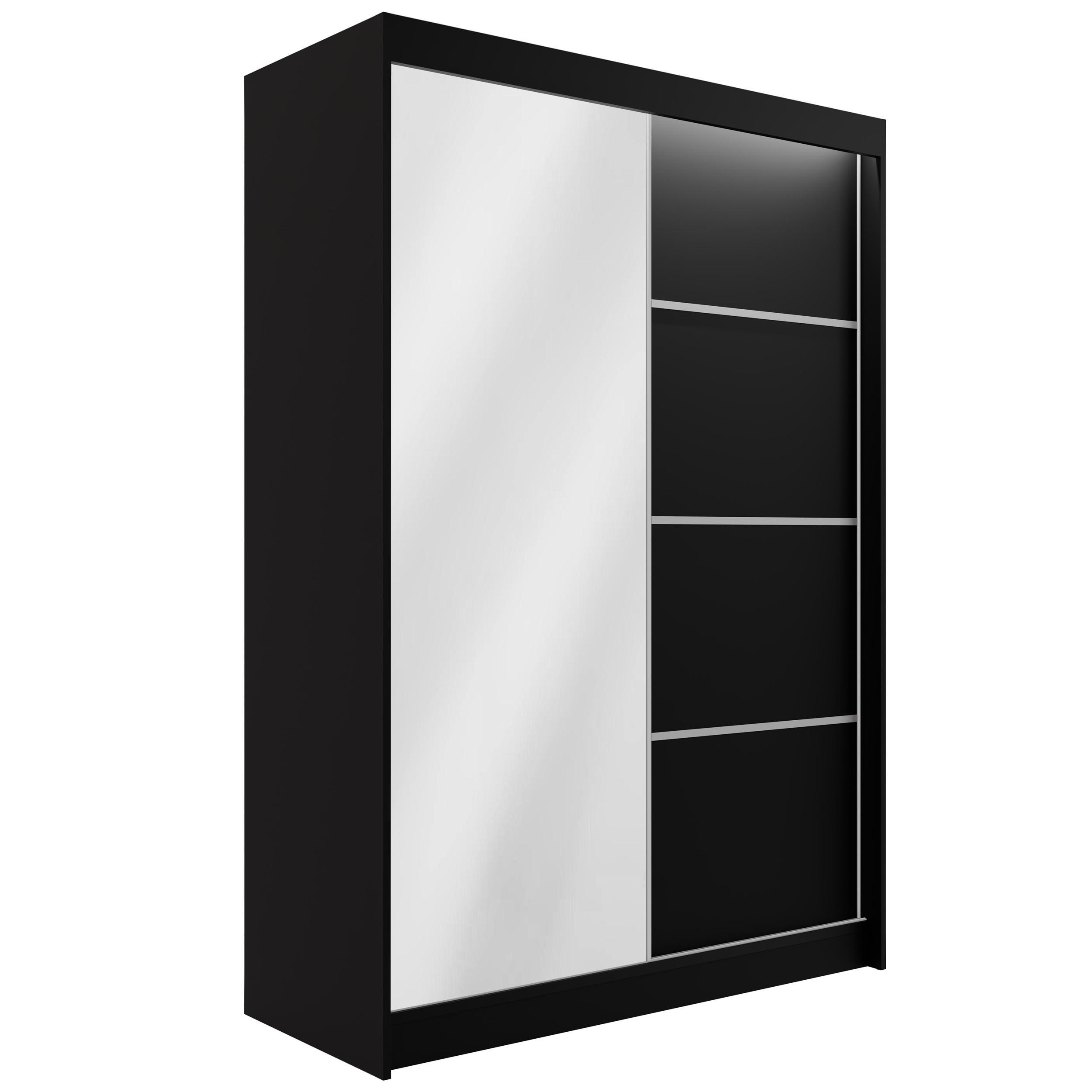 Wohnli Möbelsuche - KLEIDERSCHRANK PAOKI mit LED - 150 cm - Schwarz