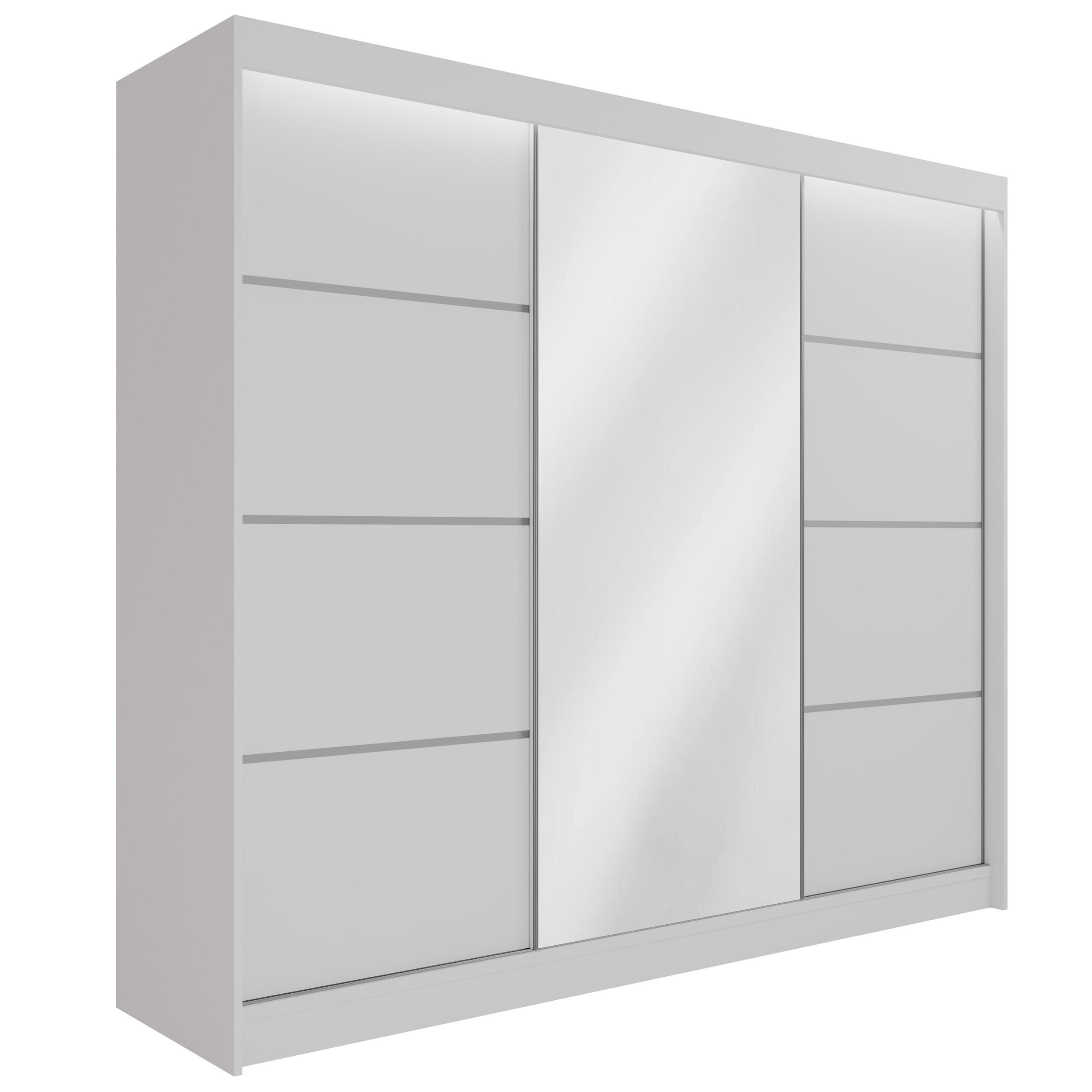 Wohnli Möbelsuche - KLEIDERSCHRANK PAOKI mit LED - 250 cm - Weiß