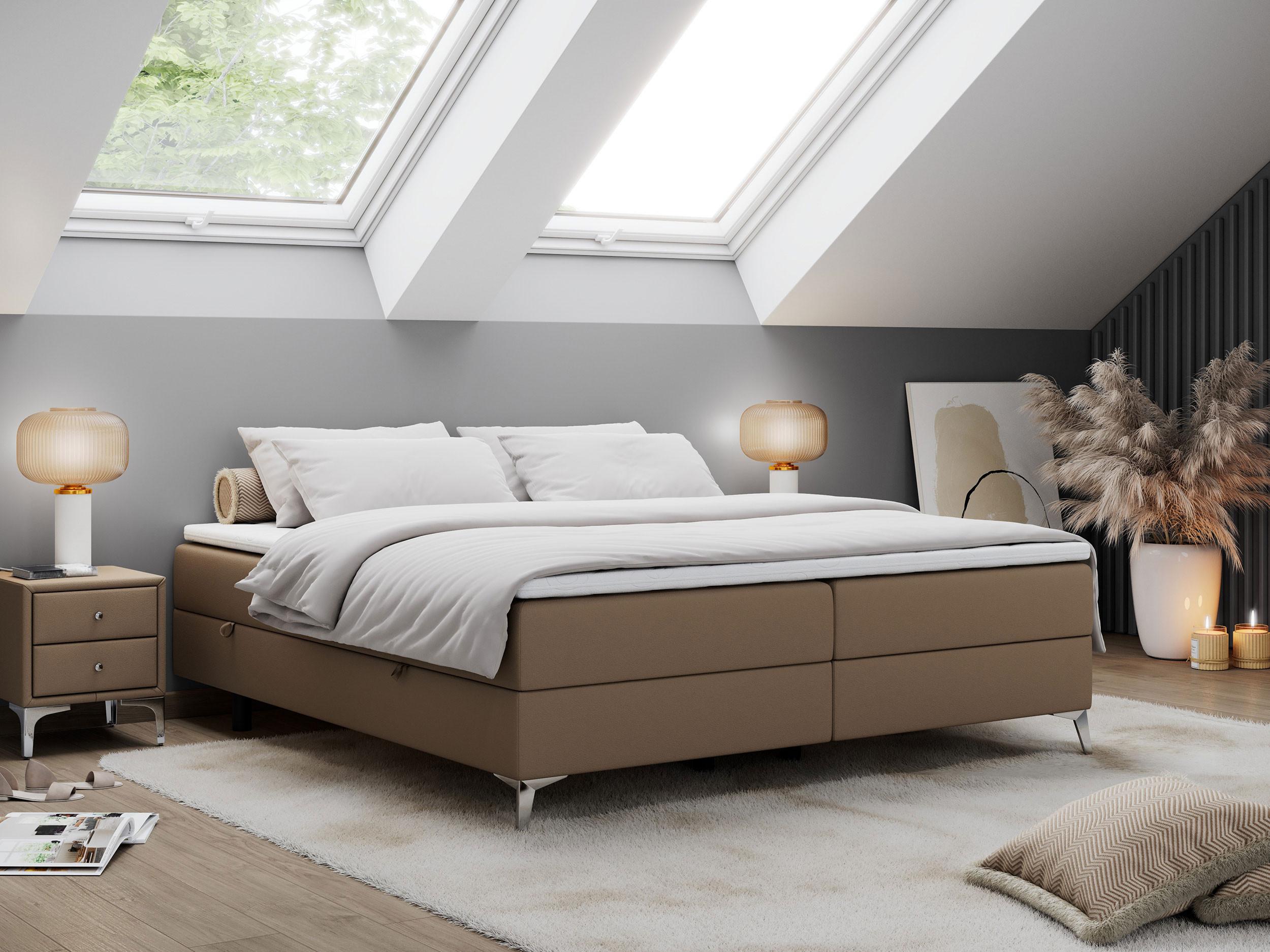 BOXBETT LESS 180/200 Braun Kunstleder - H3 Textil MKS Möbel > Betten > Boxspringbetten Braun