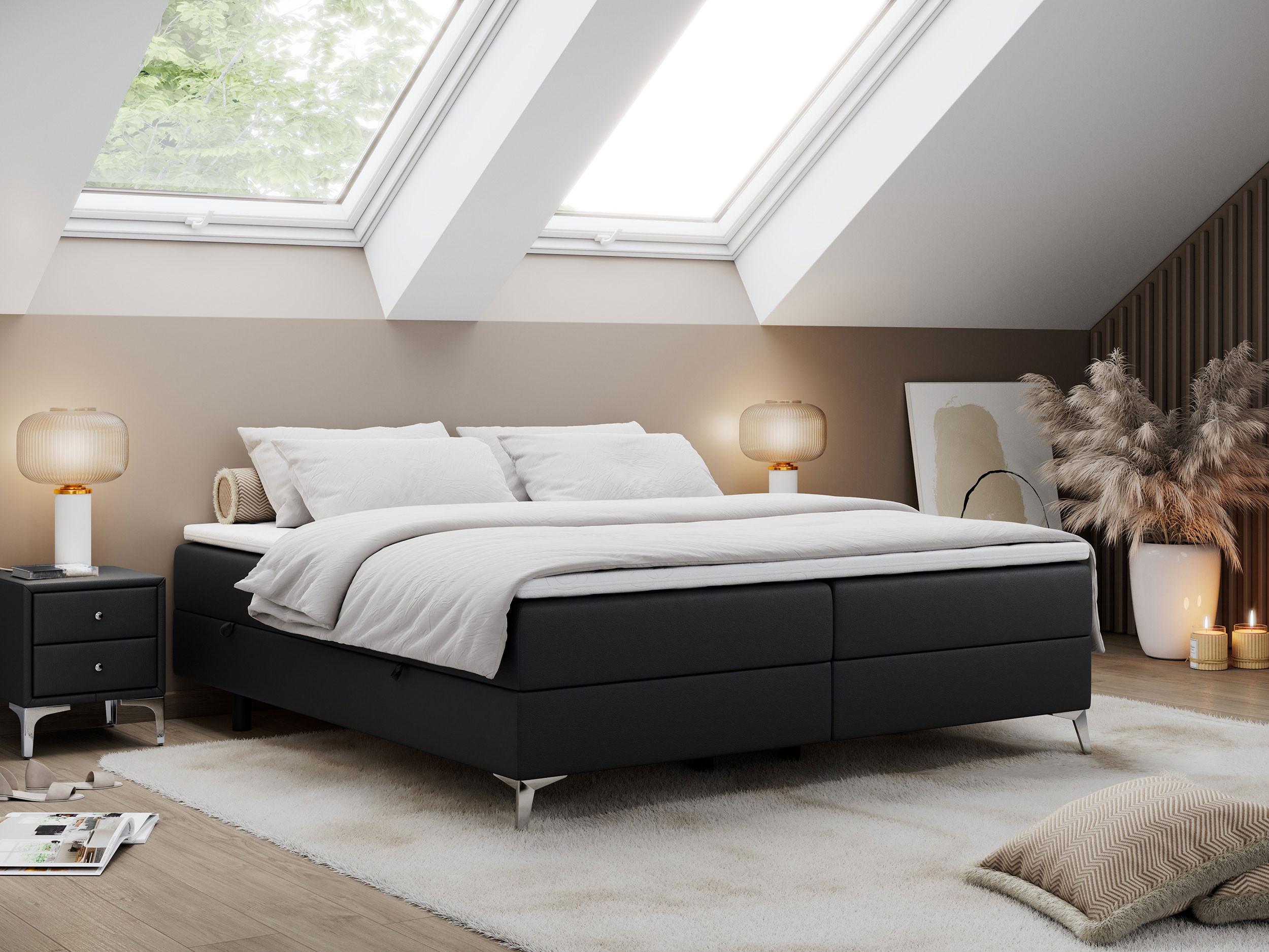 wohnli-moebel-suche-800000637676-1 BOXBETT LESS 120/200 Schwarz Kunstleder - H4 Textil MKS Möbel > Betten > Boxspringbetten Schwarz