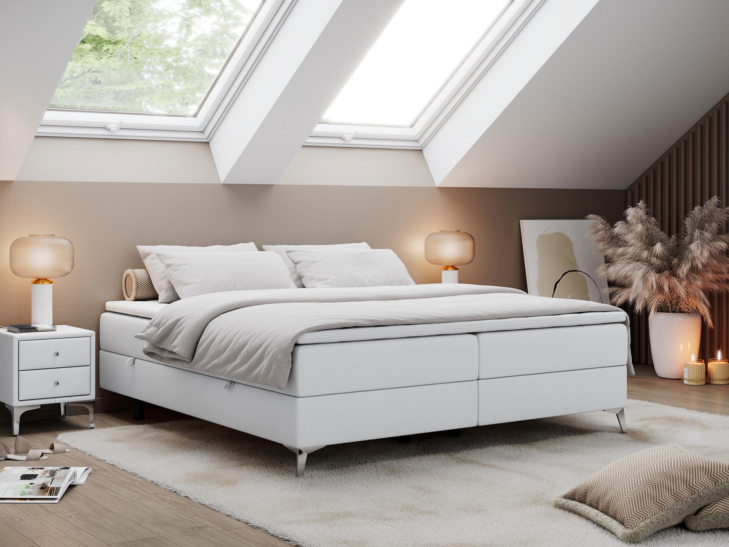 wohnli-moebel-suche-800000637689-1 BOXBETT LESS 120/200 Weiß Kunstleder - H3 Textil MKS Möbel > Betten > Boxspringbetten Weiß