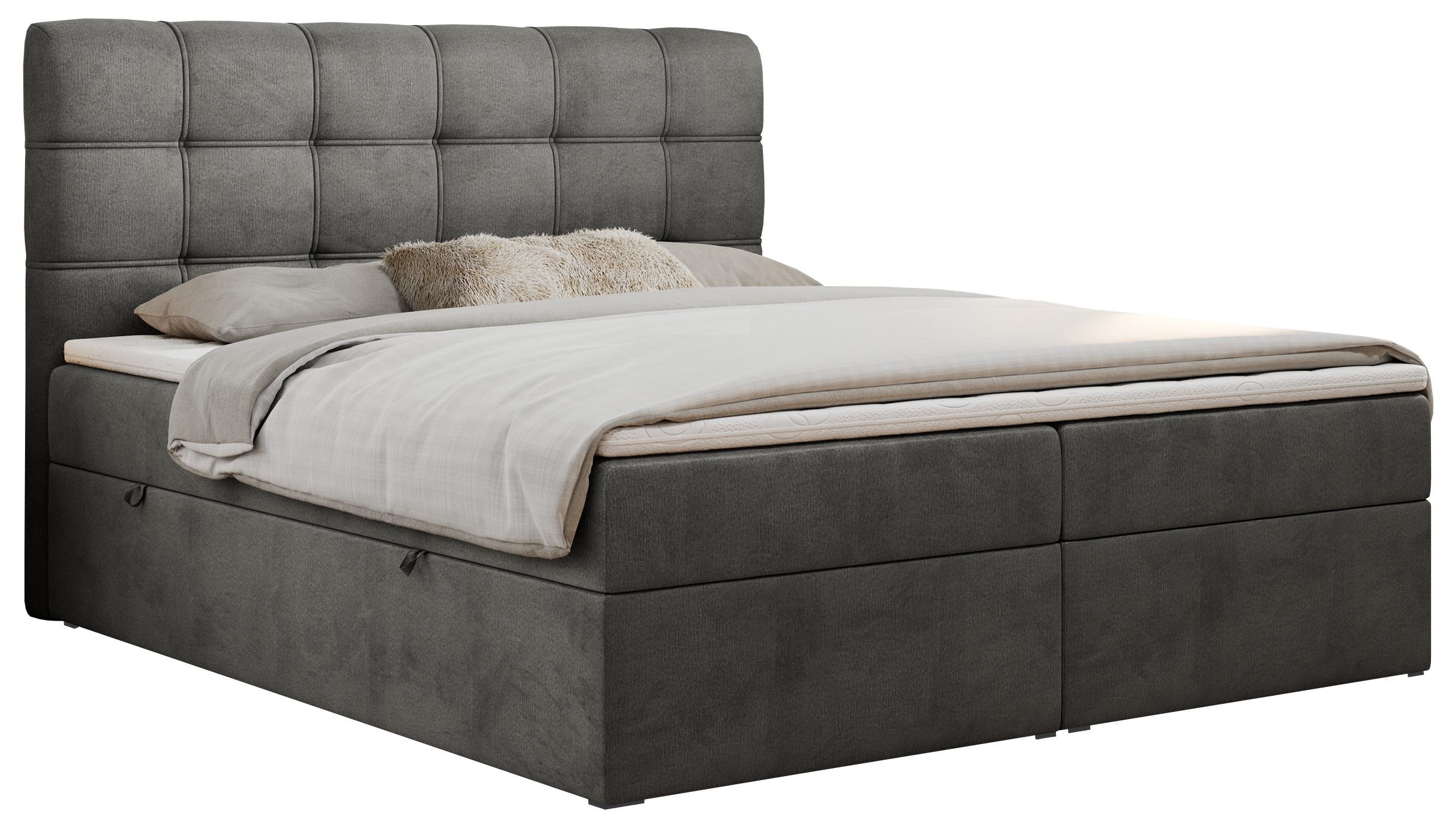 Wohnli Möbelsuche - BOXBETT FAST 160/200 Dunkelgrau Velvet - H3
