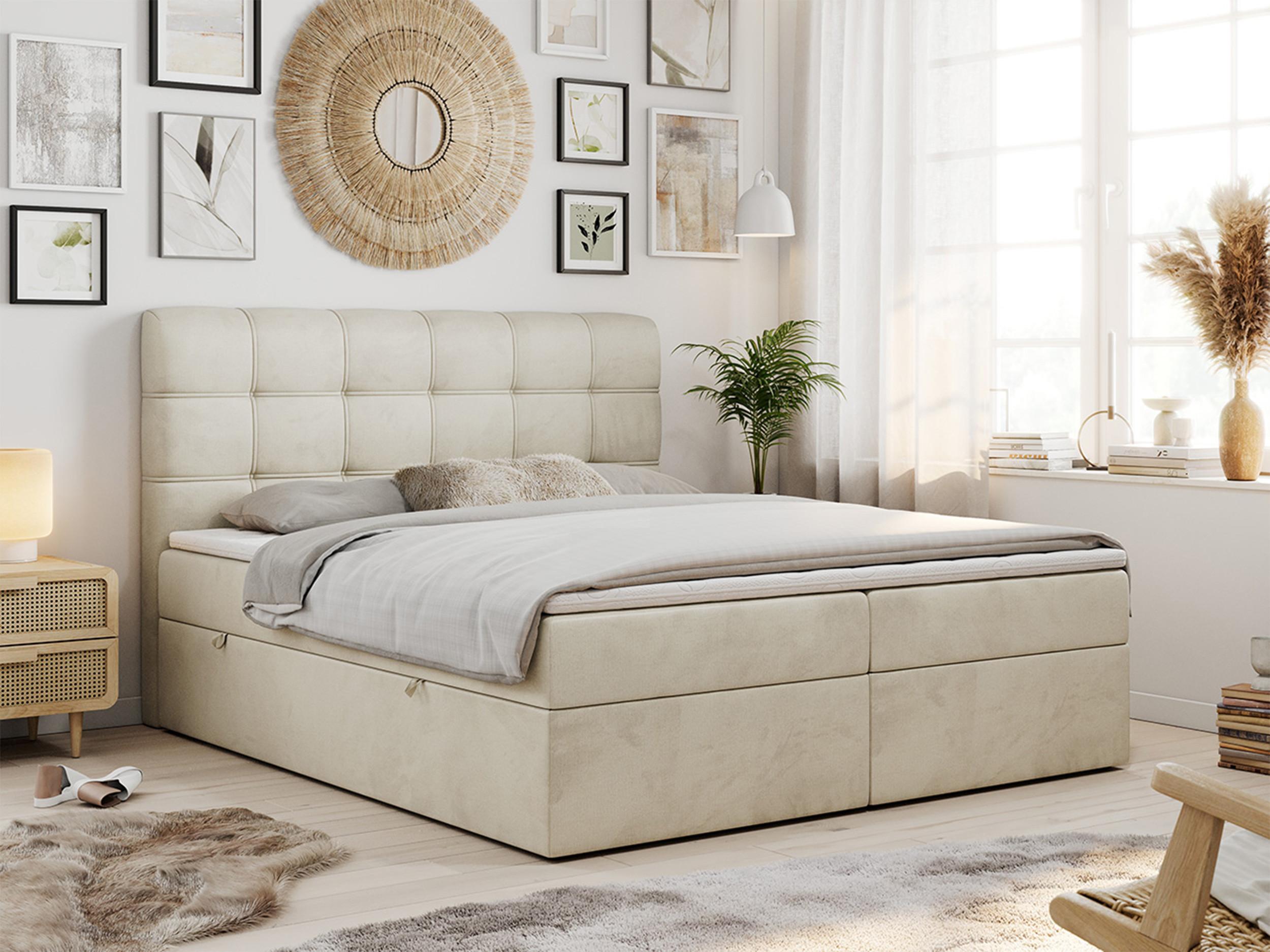 wohnli-moebel-suche-800000639222-1 BOXBETT FAST 180/200 Beige Velvet - H4 Textil MKS Möbel > Betten > Boxspringbetten Beige