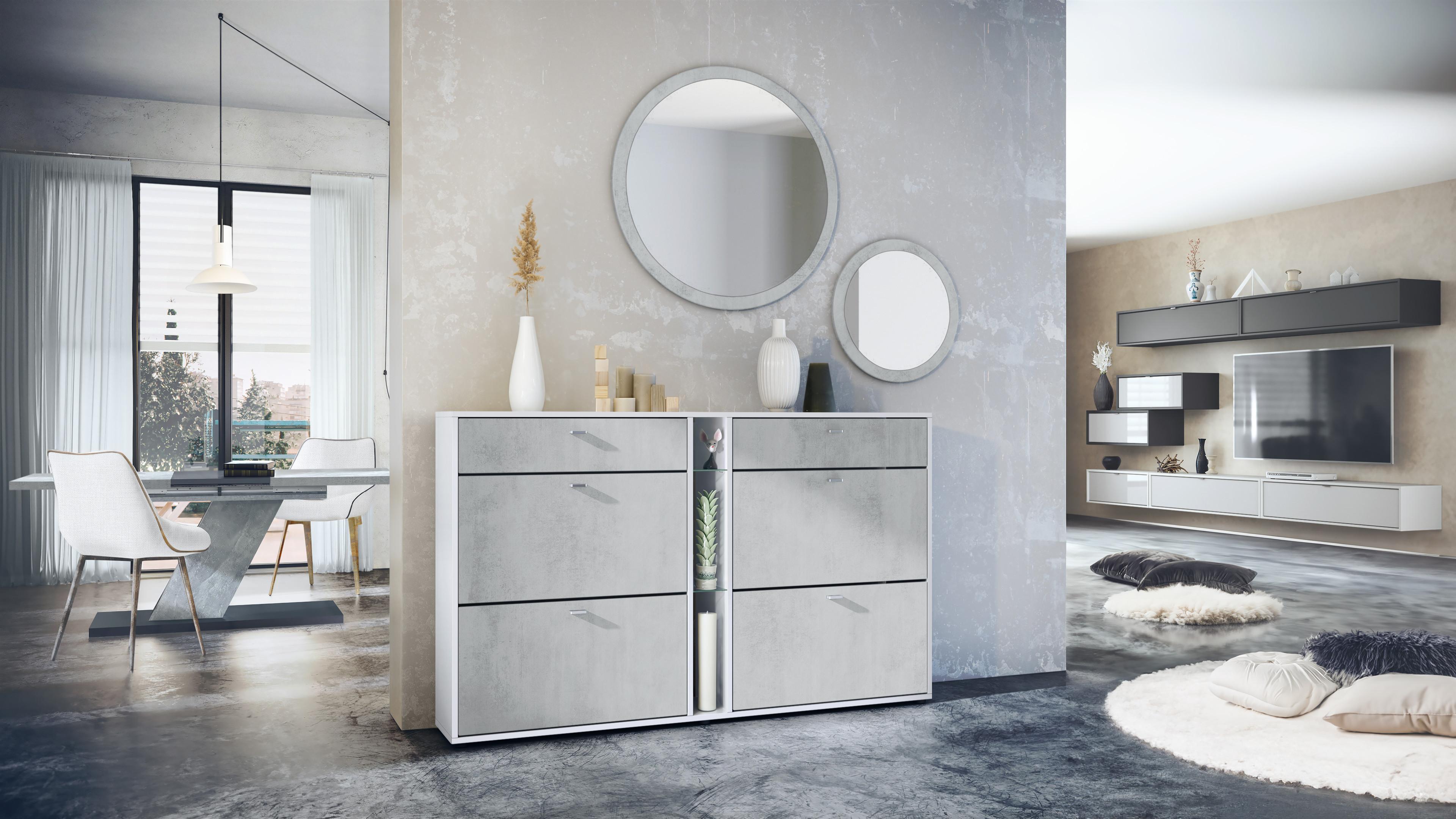 wohnli-moebel-suche-800000640568-1 GARDEROBE Florence Beton Oxid Optik Holzwerkstoff Vladon Garderoben Grau