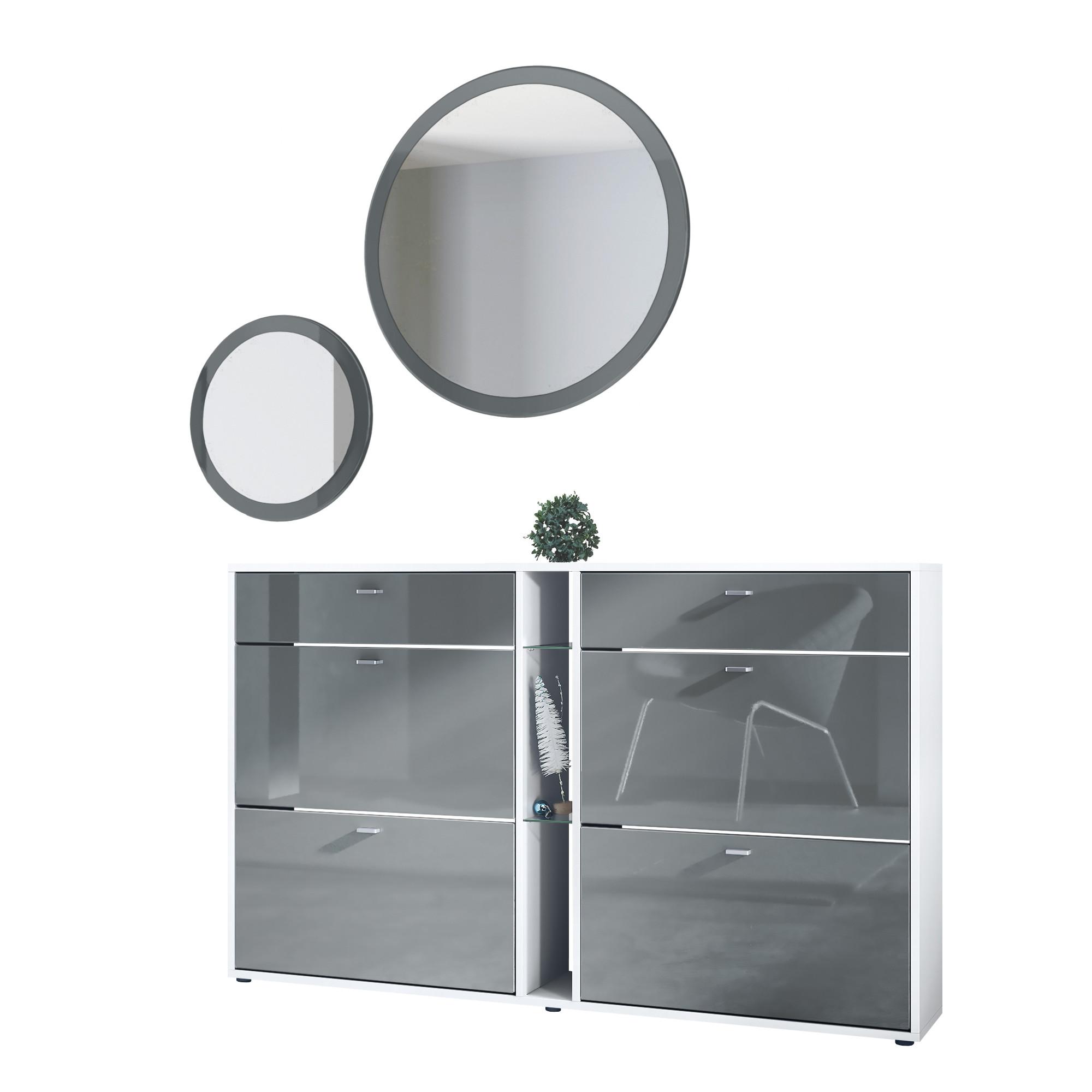 Wohnli Möbelsuche - GARDEROBE Florence Grau Hochglanz