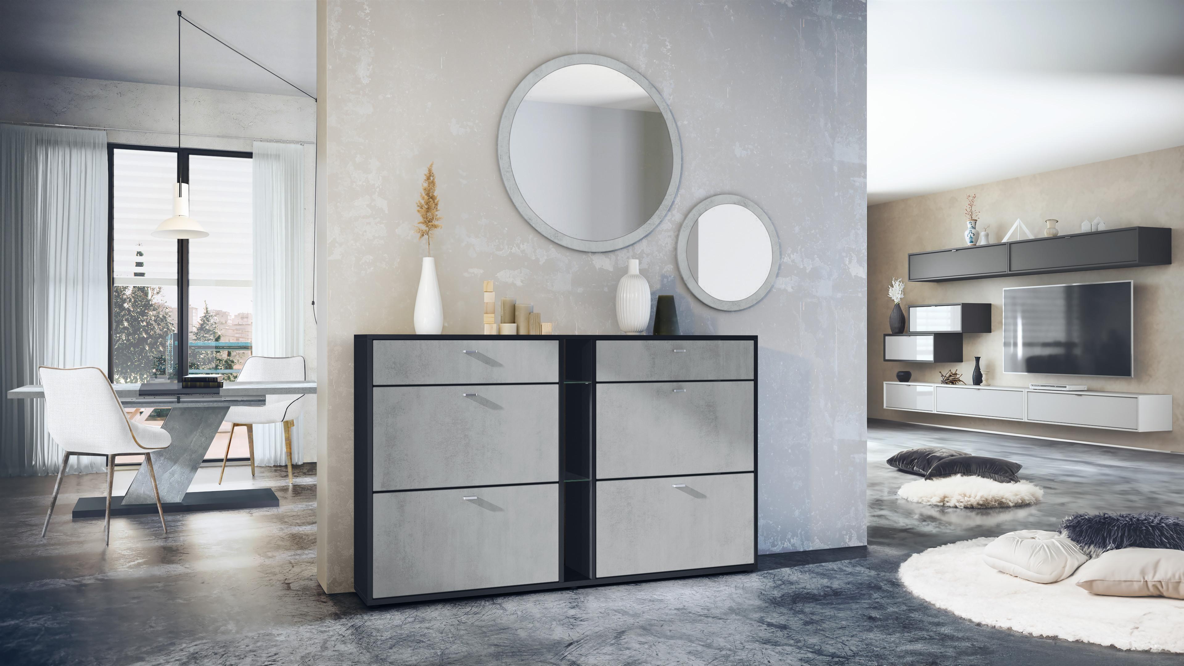wohnli-moebel-suche-800000640623-1 GARDEROBE Florence Beton Oxid Optik Holzwerkstoff Vladon Garderoben Grau