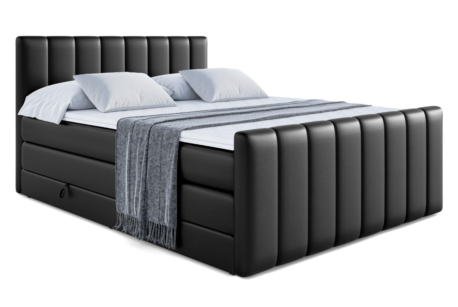 Wohnli Möbelsuche - BOXSPRINGBETT mit Matratze H3/H4 - OTTA-Z KING - 200x200 cm Schwarz